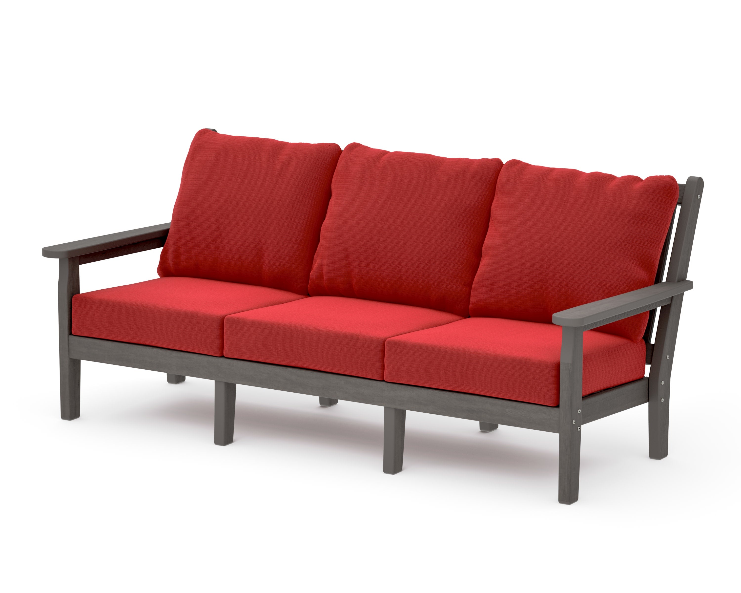 Chippendale Deep Seating Sofa in Driftwood / Crimson Linen