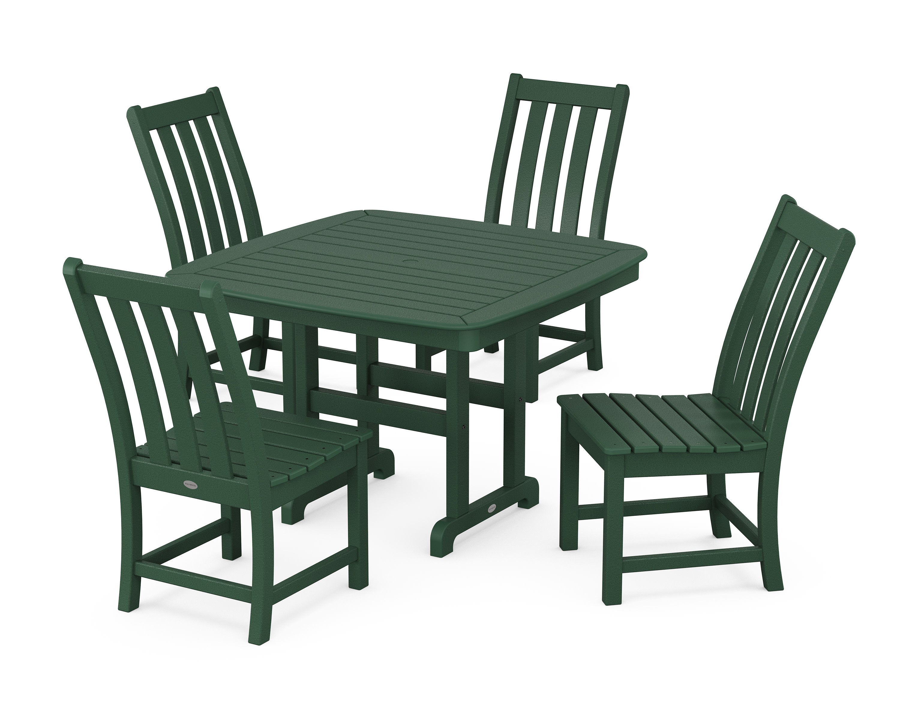 Vineyard Side Chair 5-Piece Dining Set with Trestle Legs in Green
