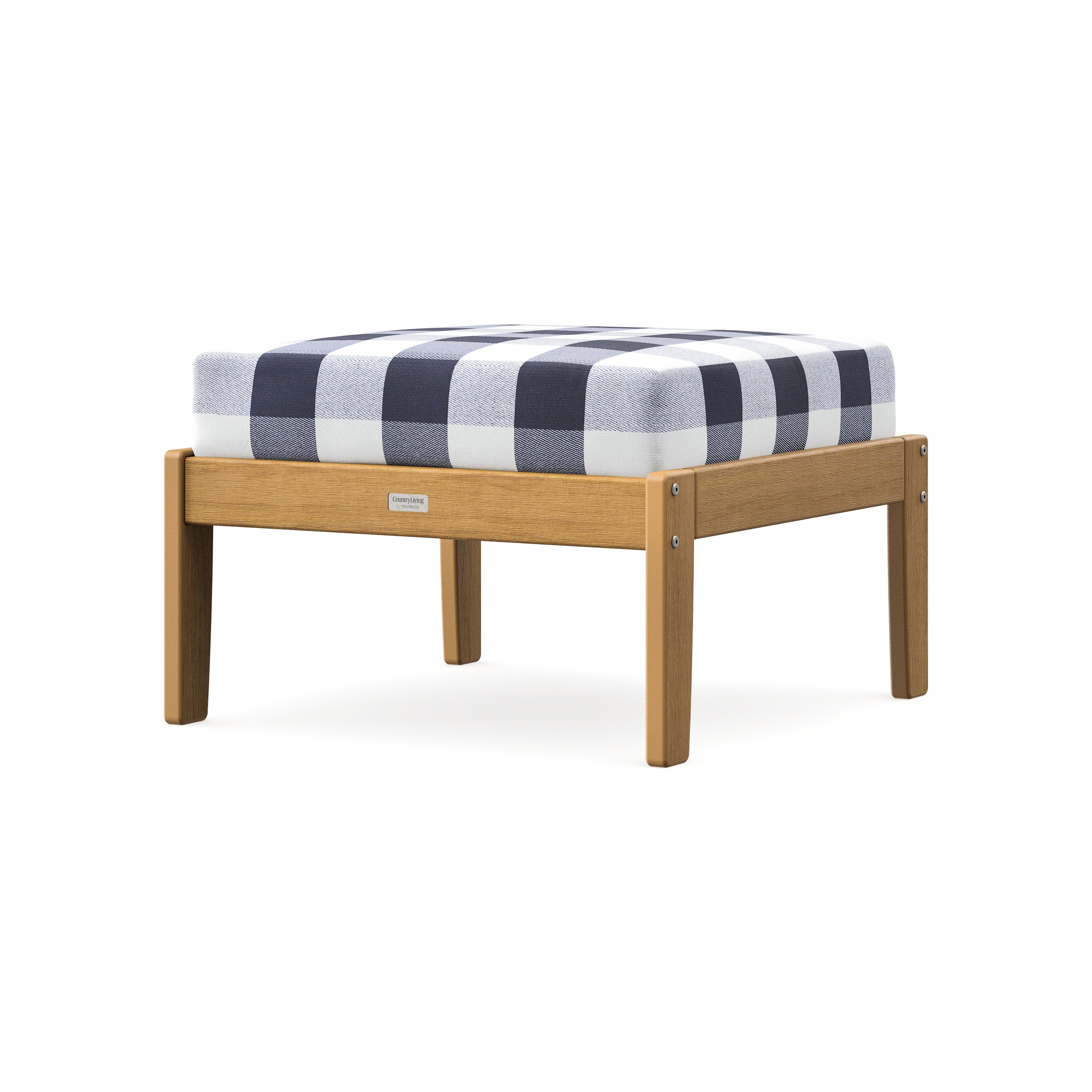 Cottage Deep Seating Ottoman in Natural / Buffalo Plaid Navy