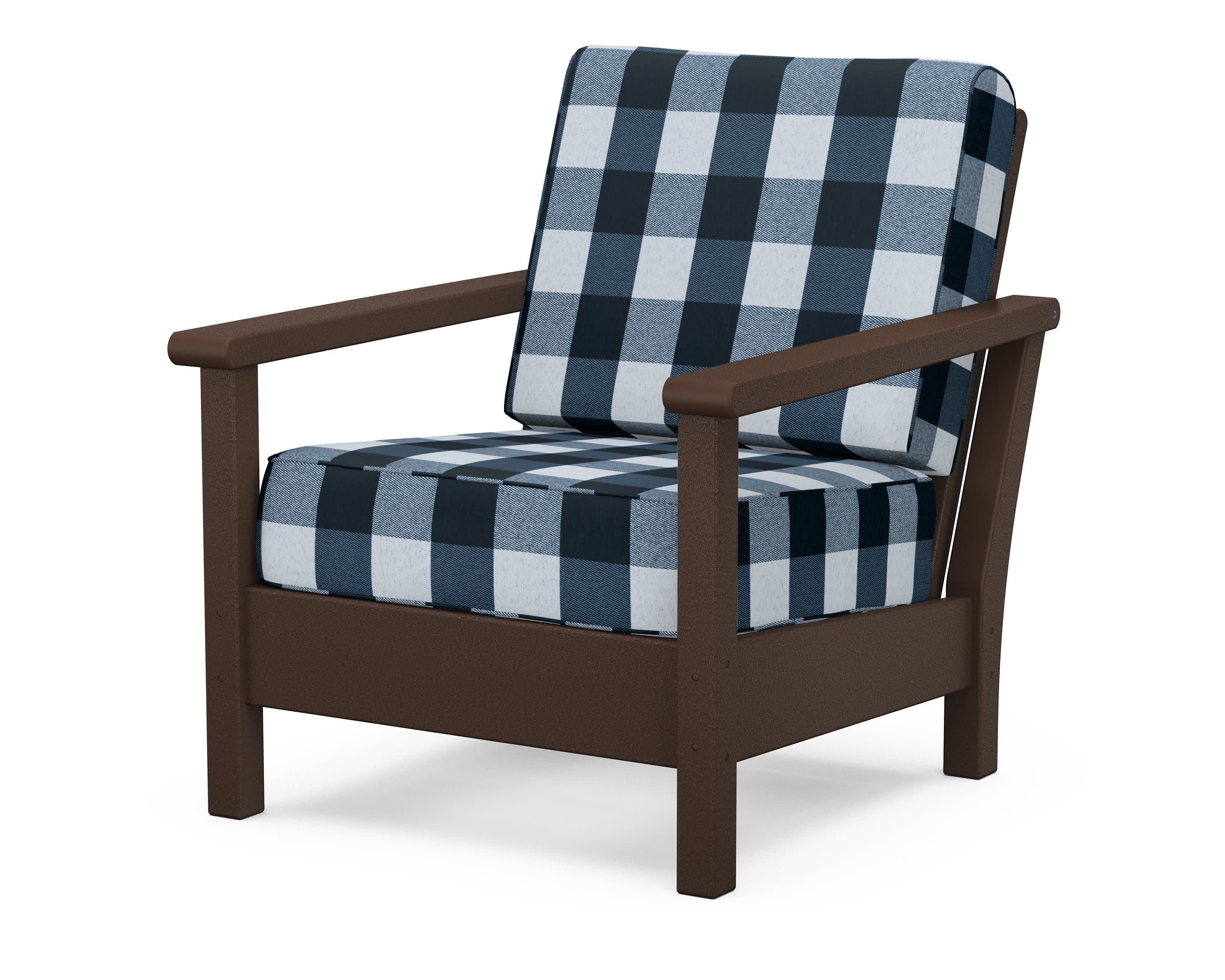 Harbour Deep Seating Chair in Mahogany / Buffalo Plaid Marine Indigo