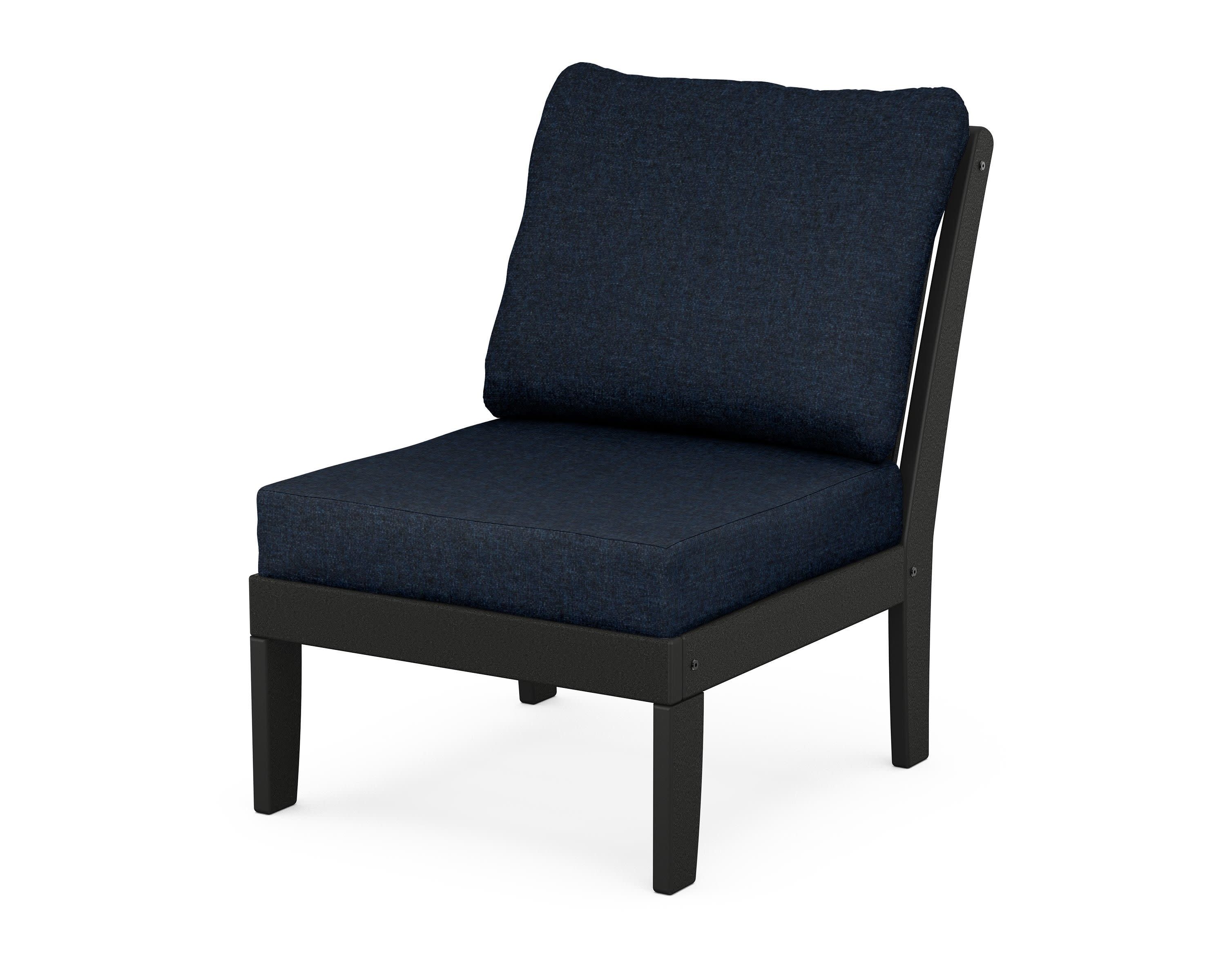 Braxton Modular Armless Chair in Black / Marine Indigo