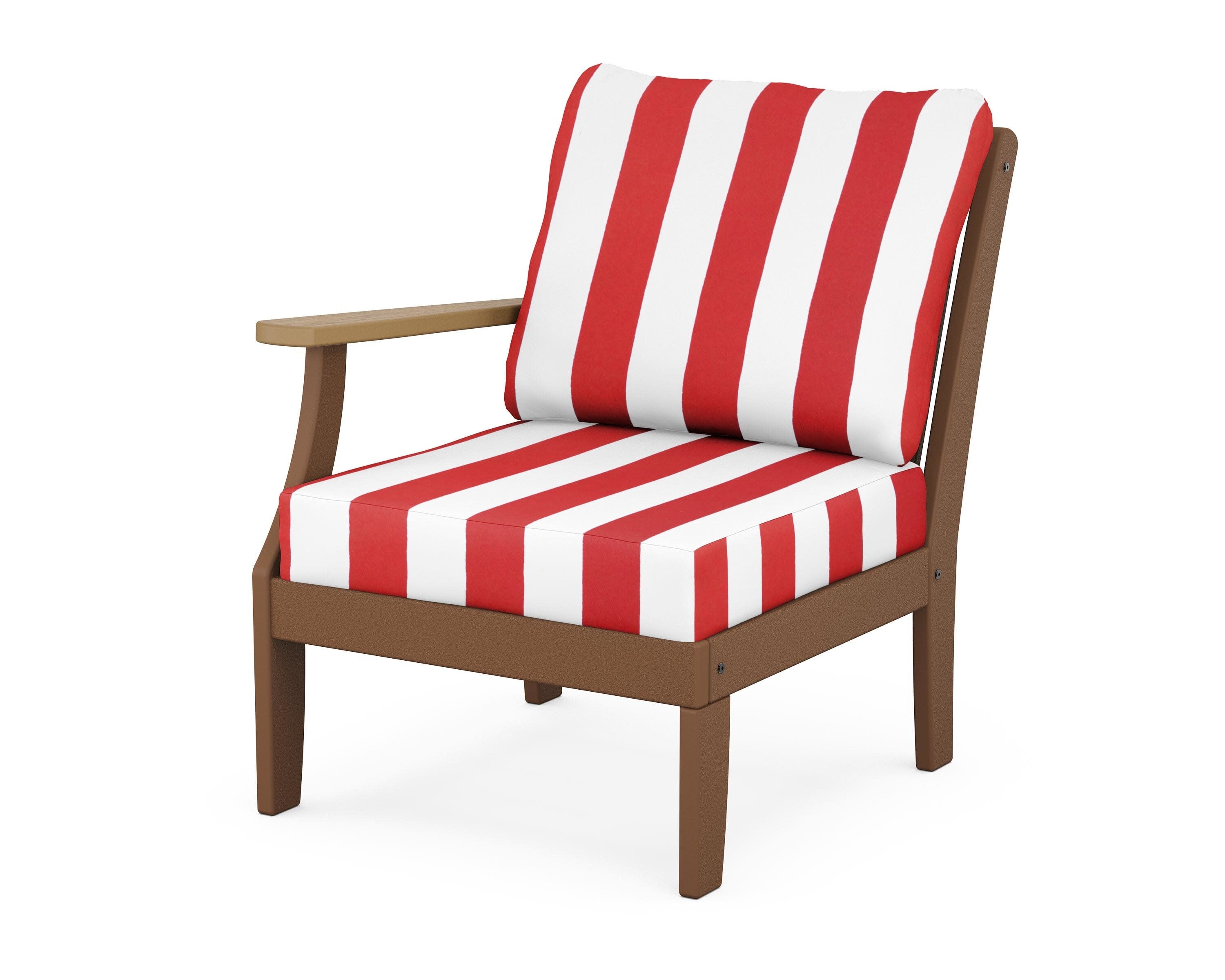 Braxton Modular Left Arm Chair in Teak / Natural / Cabana Stripe Crimson