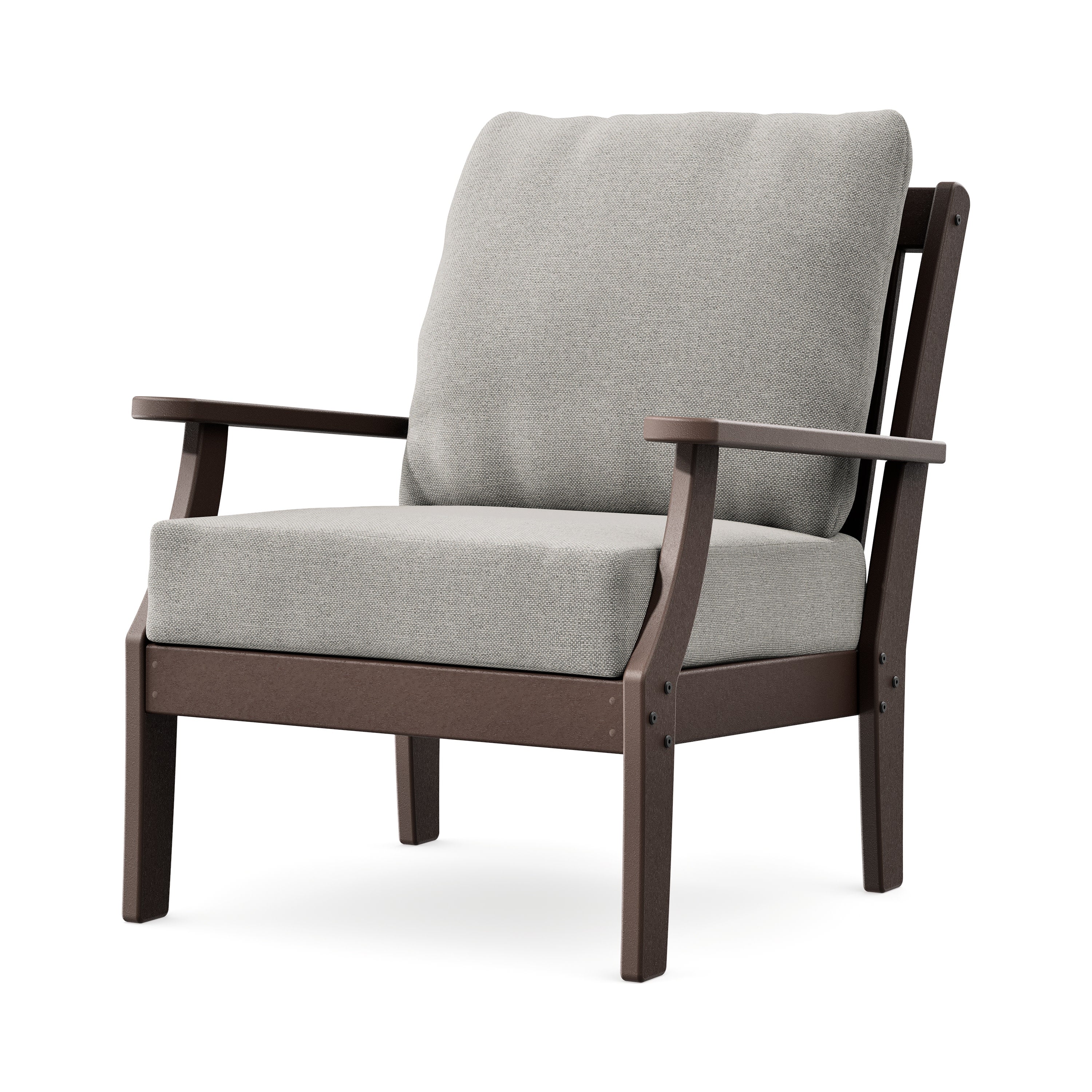 Braxton Deep Seating Chair in Mahogany / Weathered Tweed