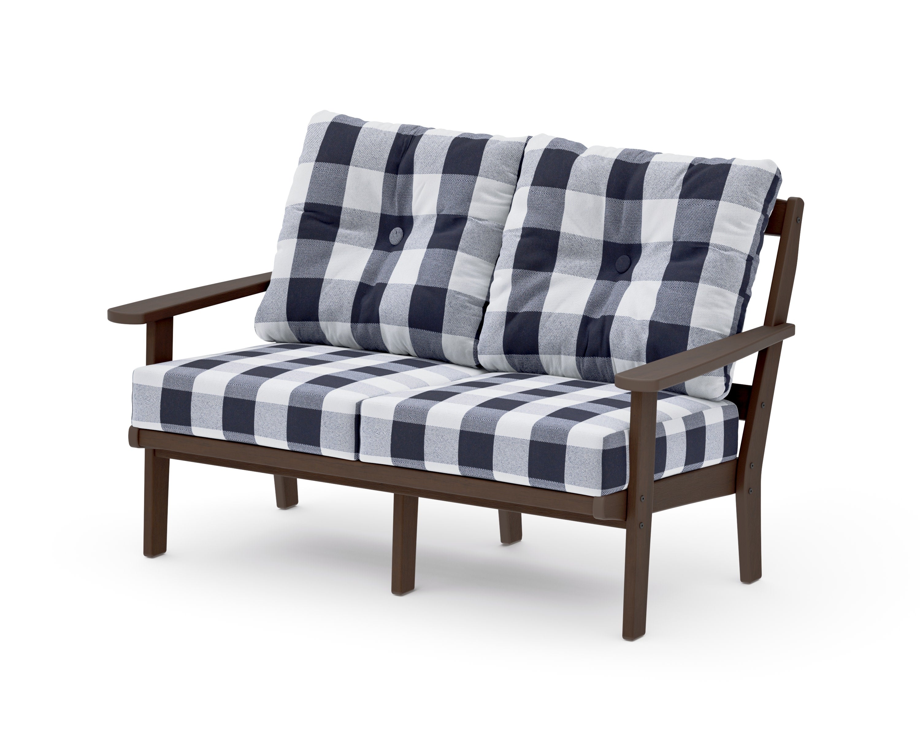 Mission Deep SeatingLoveseat in Kona / Buffalo Plaid Navy