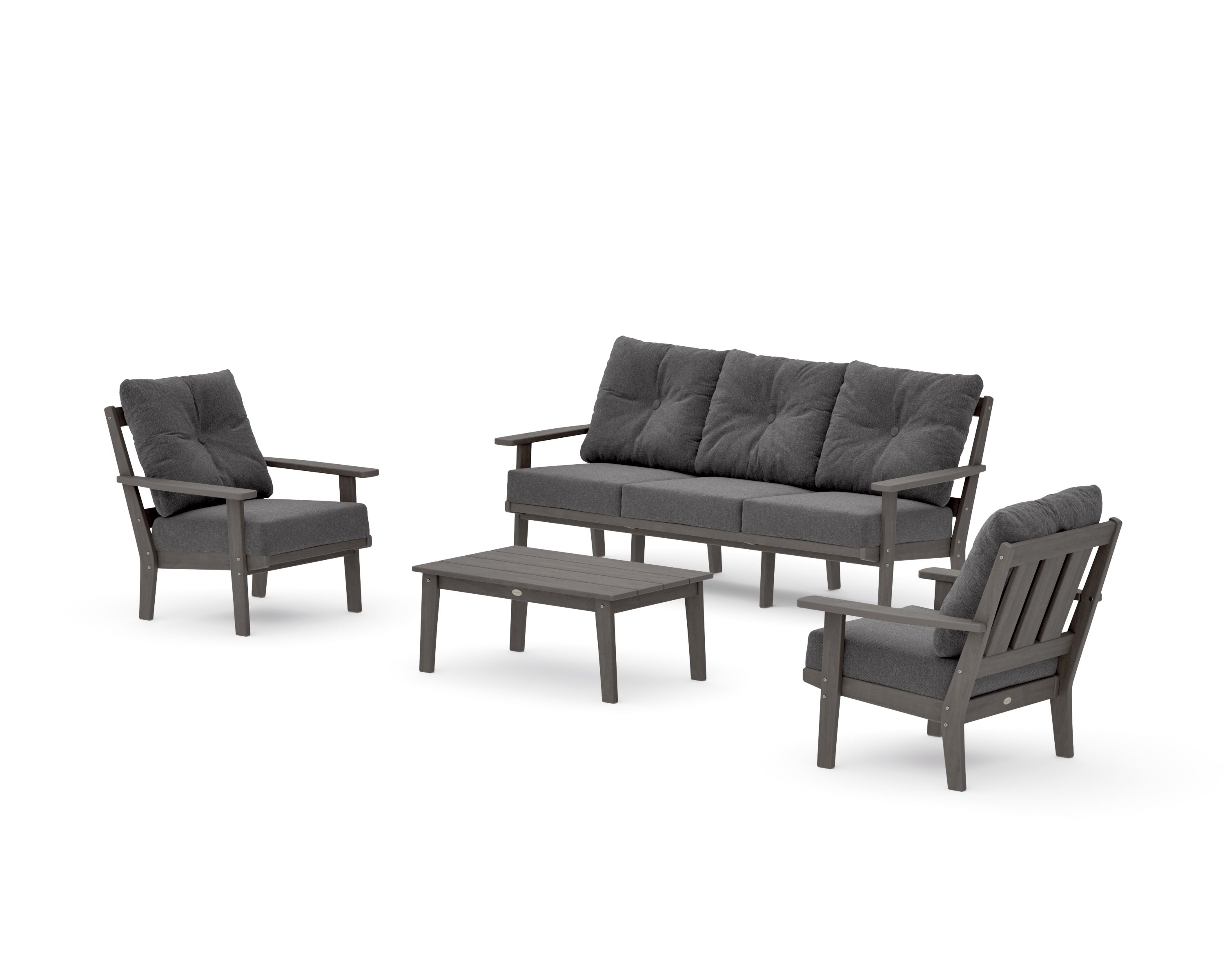 Oxford 4-Piece Deep Seating Set with Sofa in Driftwood / Ash Charcoal