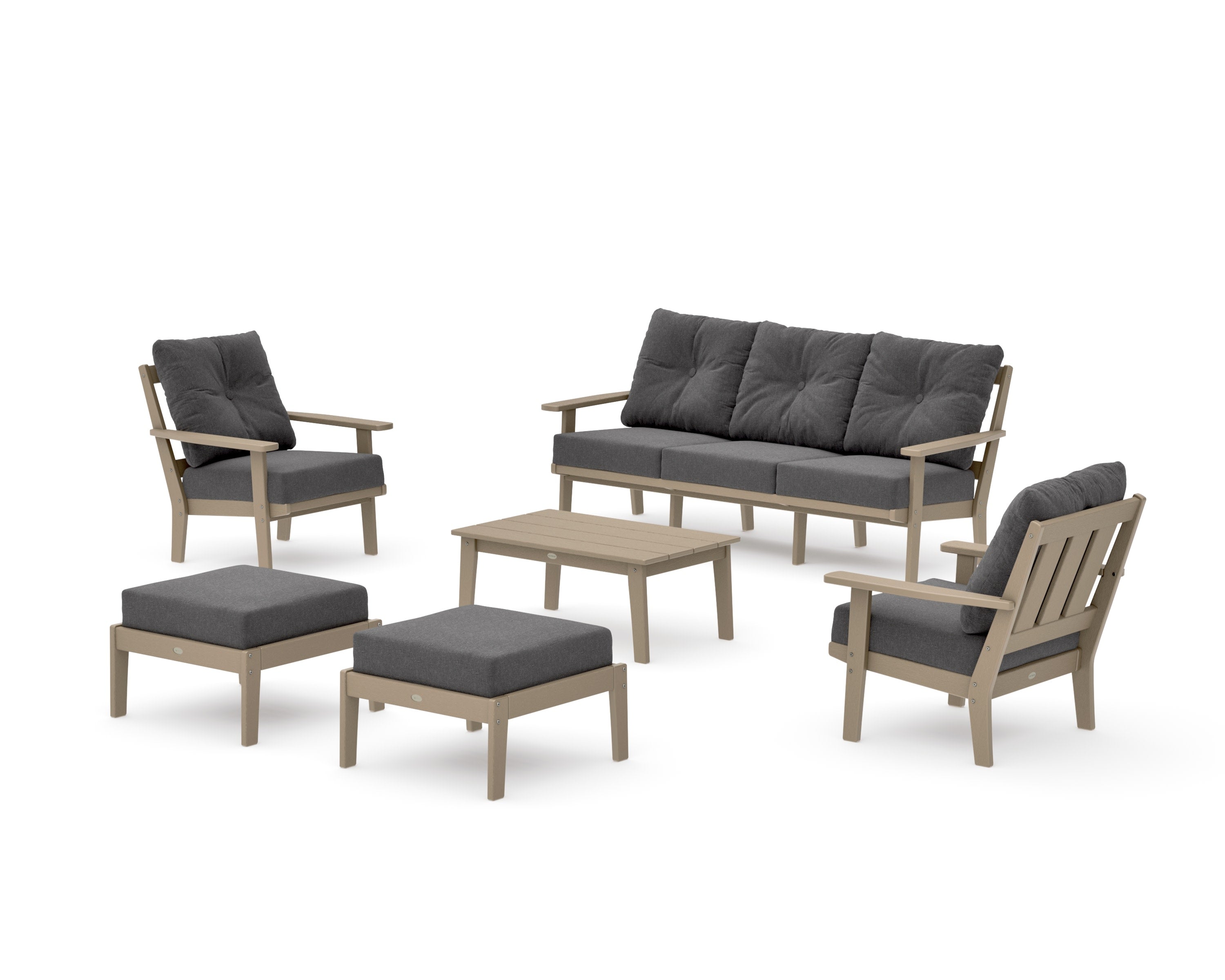 Oxford 6-Piece Lounge Sofa Set in Vintage Sahara / Ash Charcoal