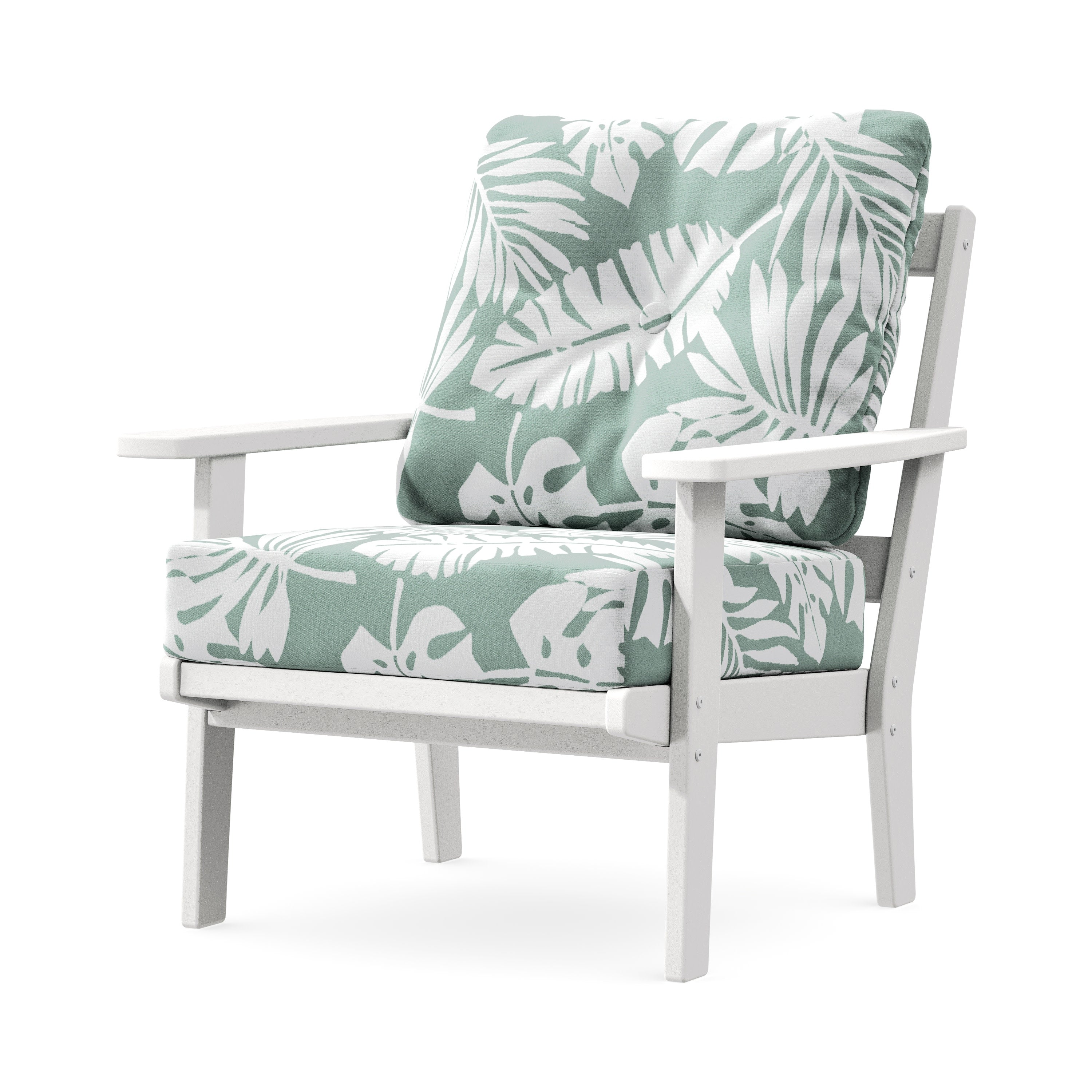 Prairie Deep Seating Chair in White / Leaf Glacier Spa