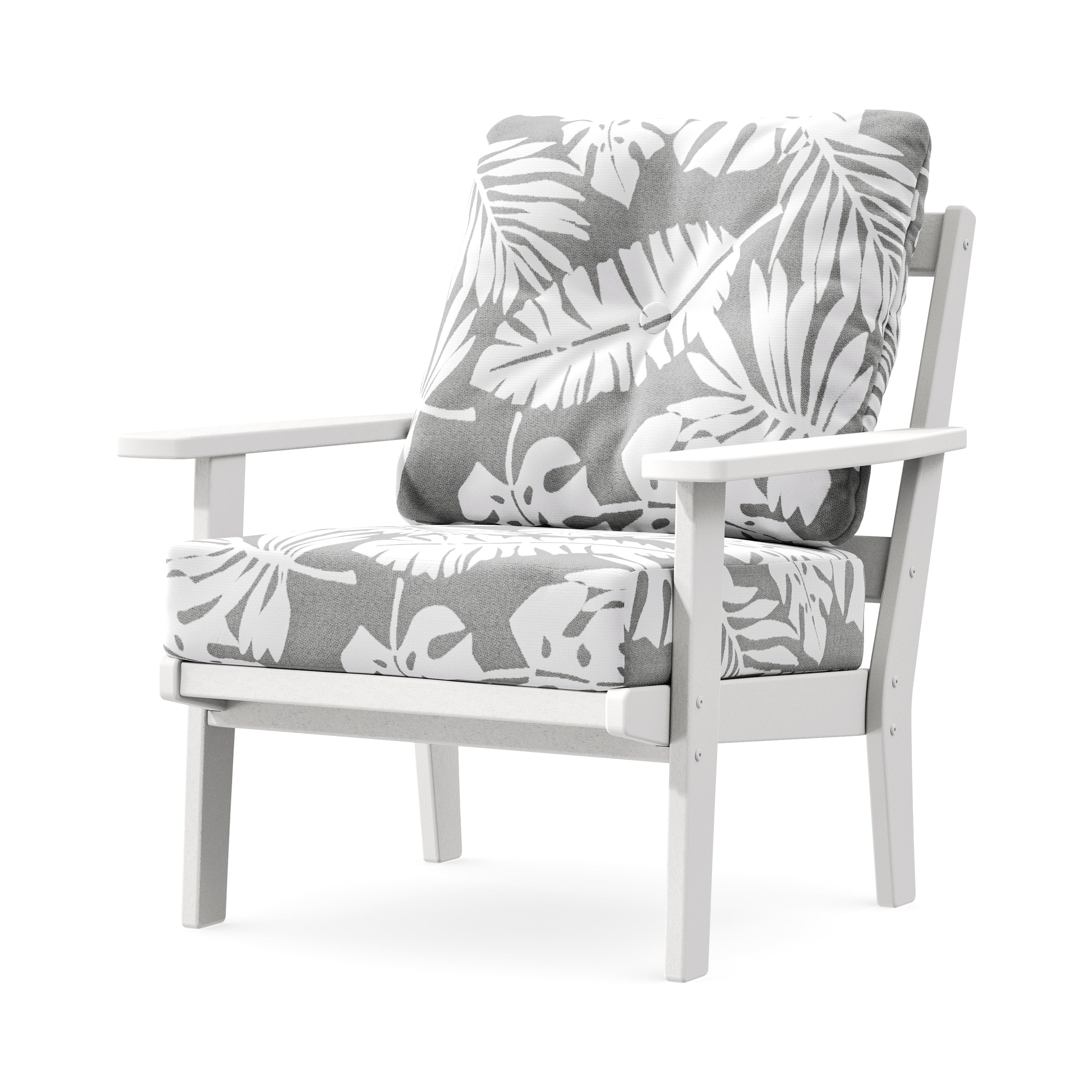 Prairie Deep Seating Chair in White / Leaf Grey Mist