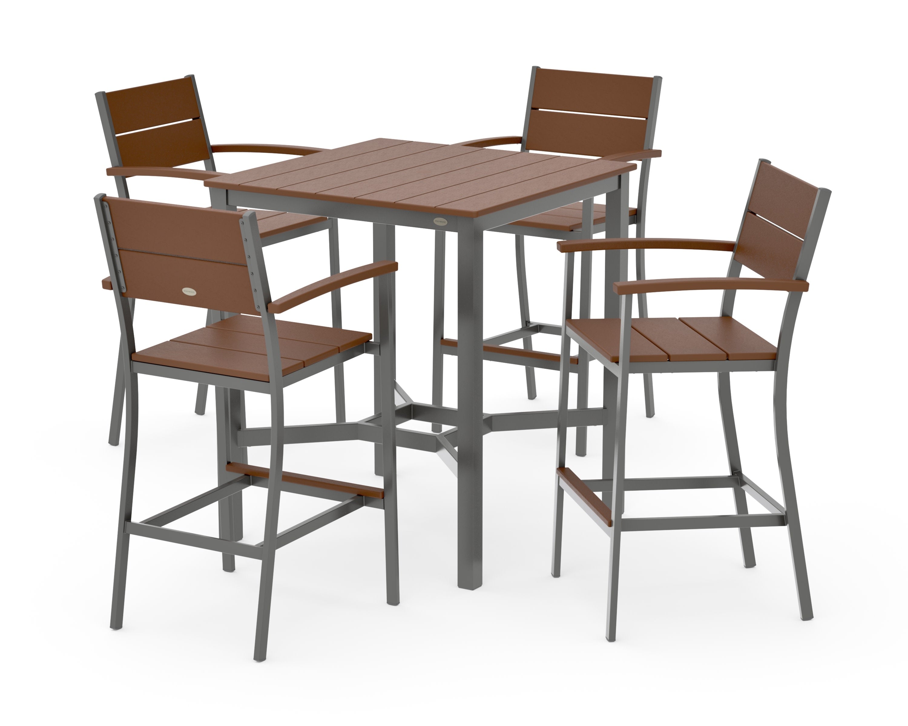 Main Street 5-Piece Bar Set in Charcoal / Teak