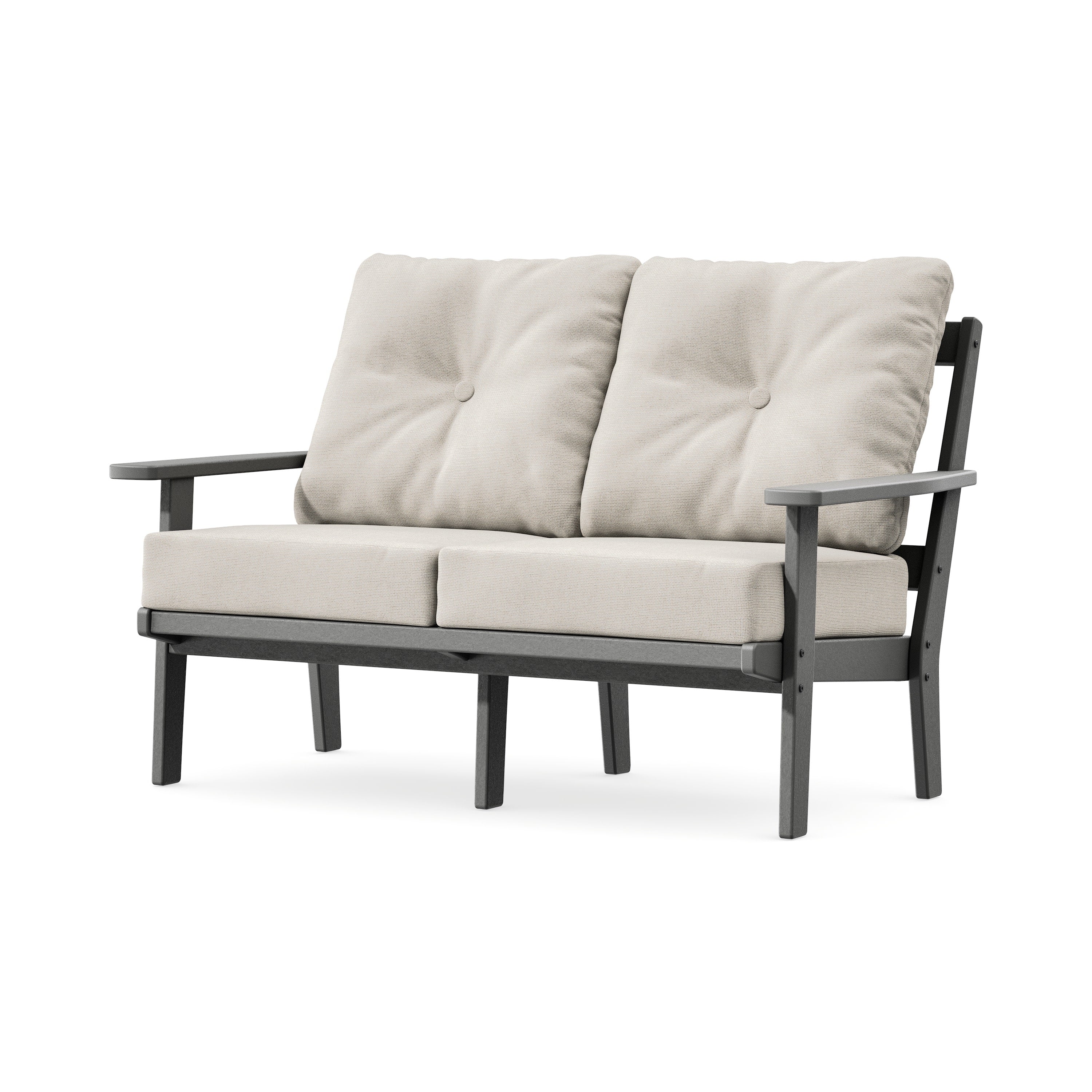Prairie Deep SeatingLoveseat in Slate Grey / Dune Burlap