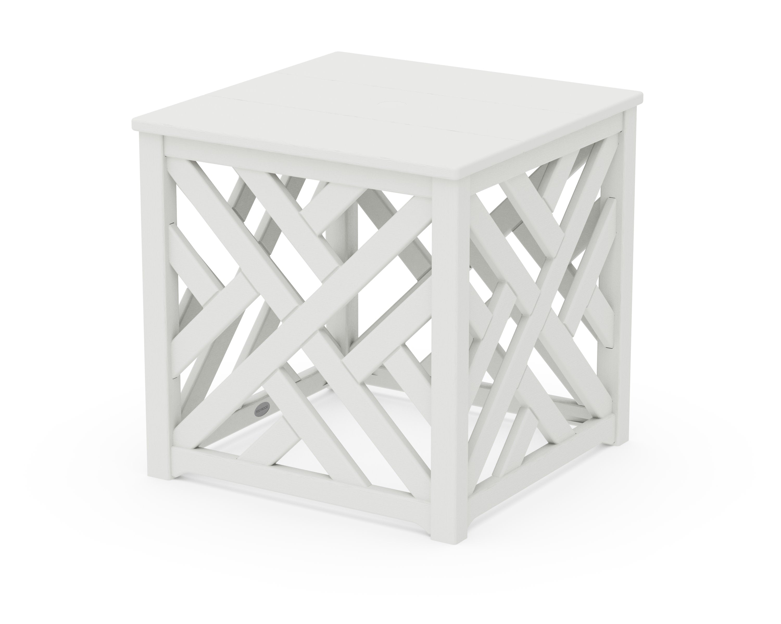 Chippendale Umbrella Stand Accent Table in Vintage White