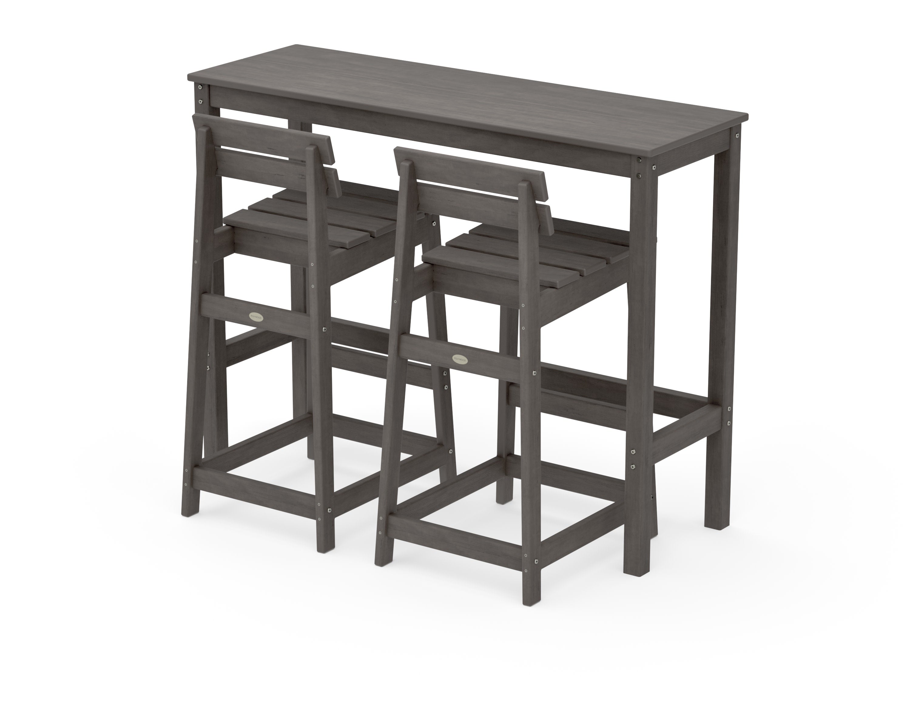 Modern Studio Plaza Lowback Bar Chair 3-Piece Balcony Set in Driftwood