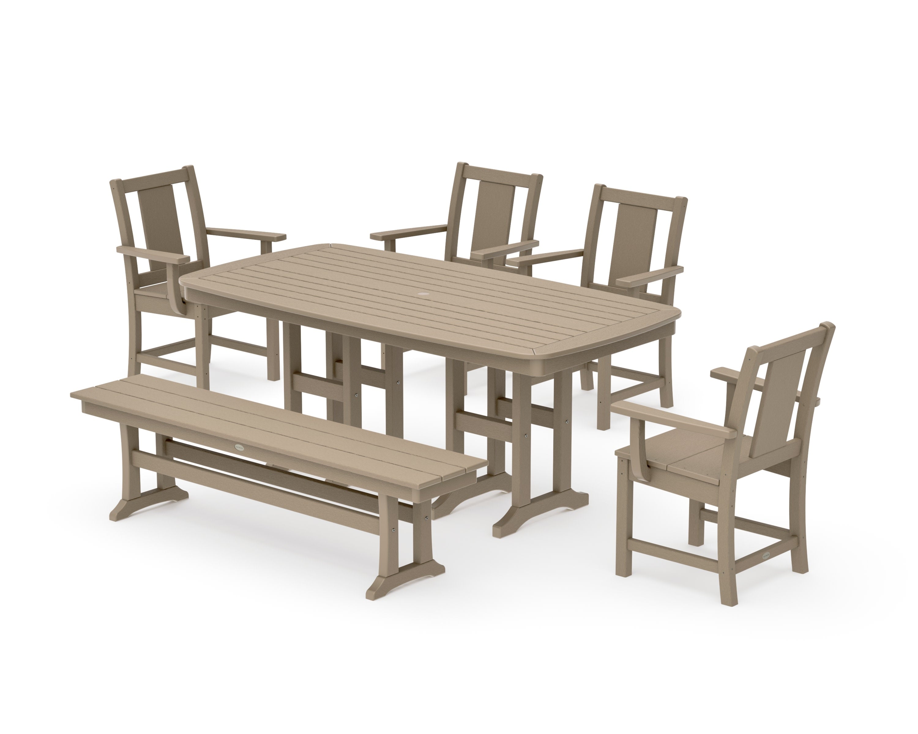 Prairie 6-Piece Dining Set with Bench in Vintage Sahara