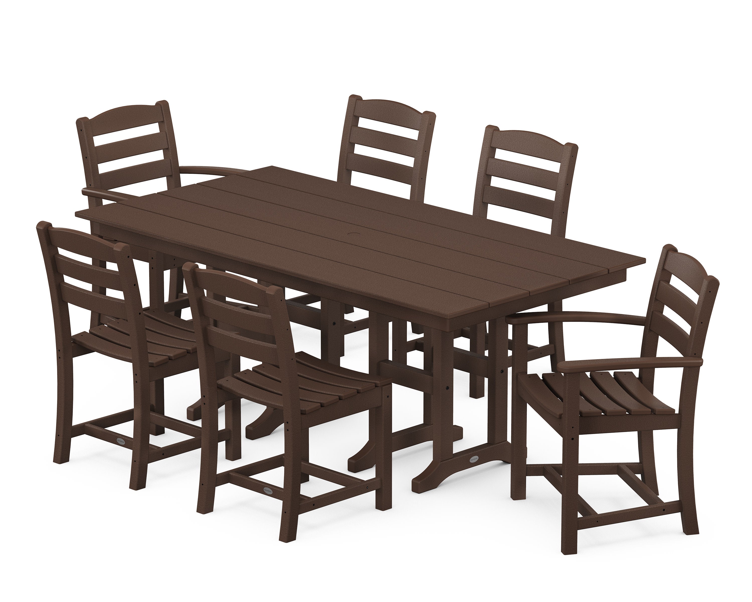 La Casa Caf 7-Piece Farmhouse Dining Set in Mahogany