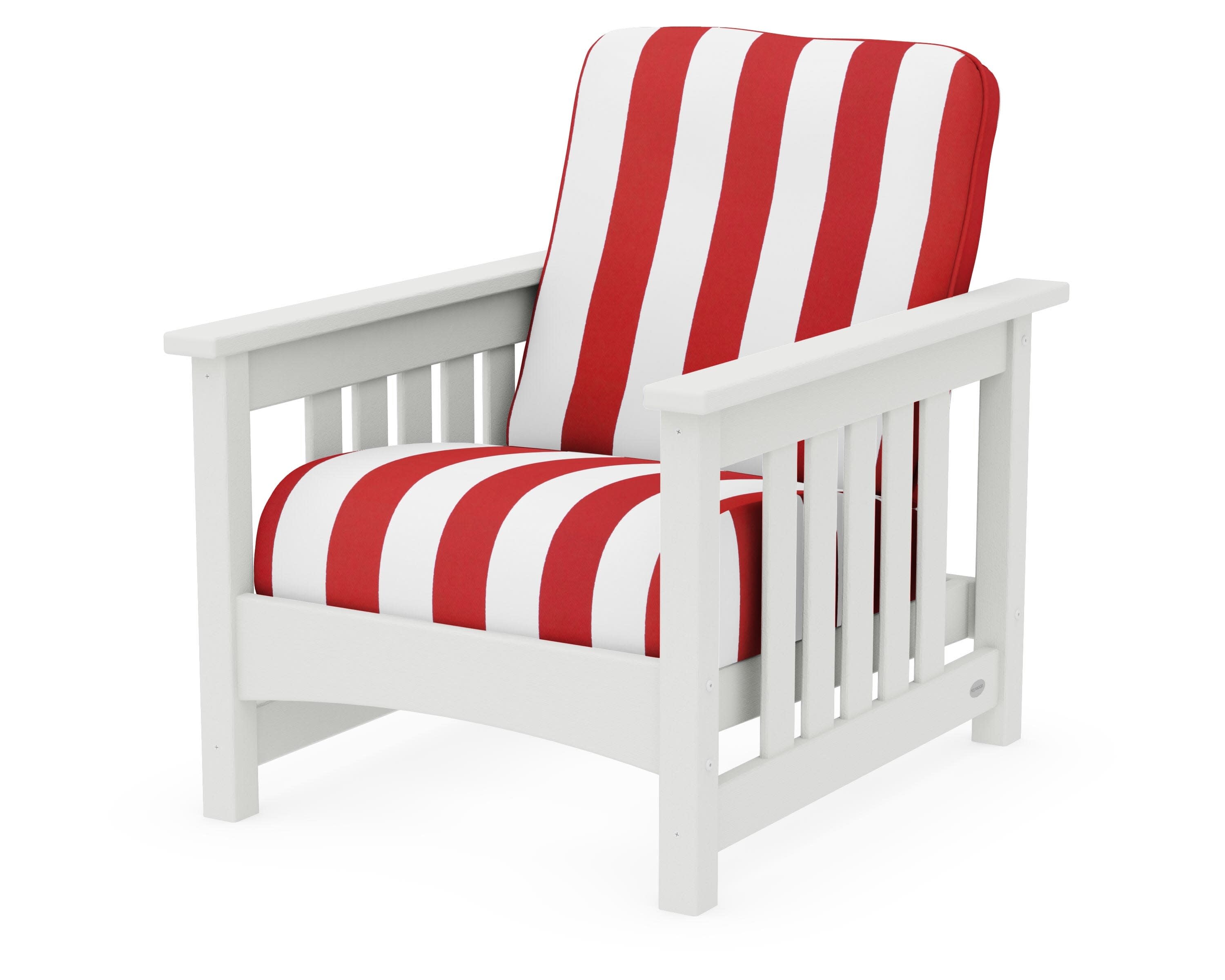 Club Mission Chair in Vintage White / Cabana Stripe Crimson
