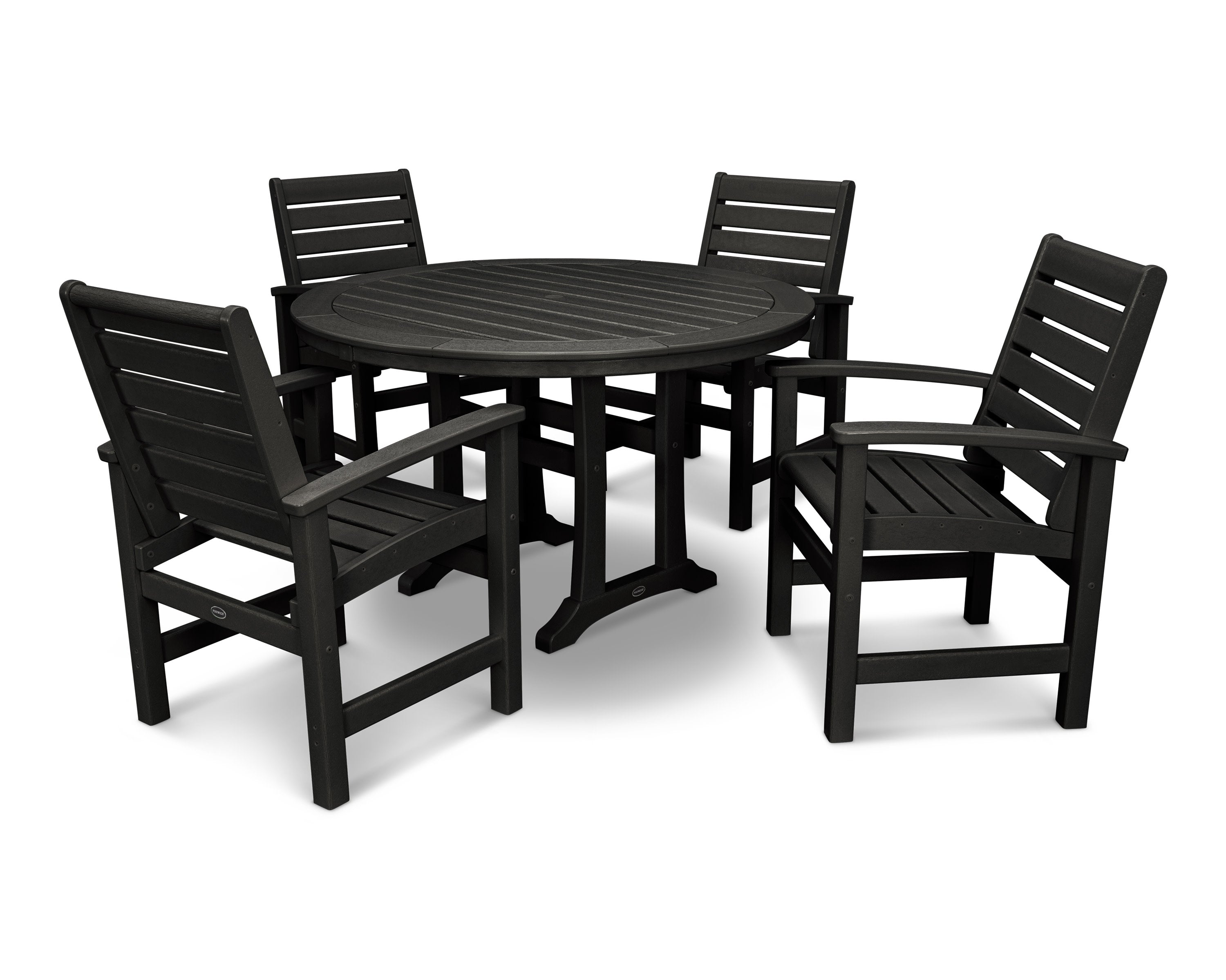 Signature 5-Piece Round Dining Set with Trestle Legs in Black