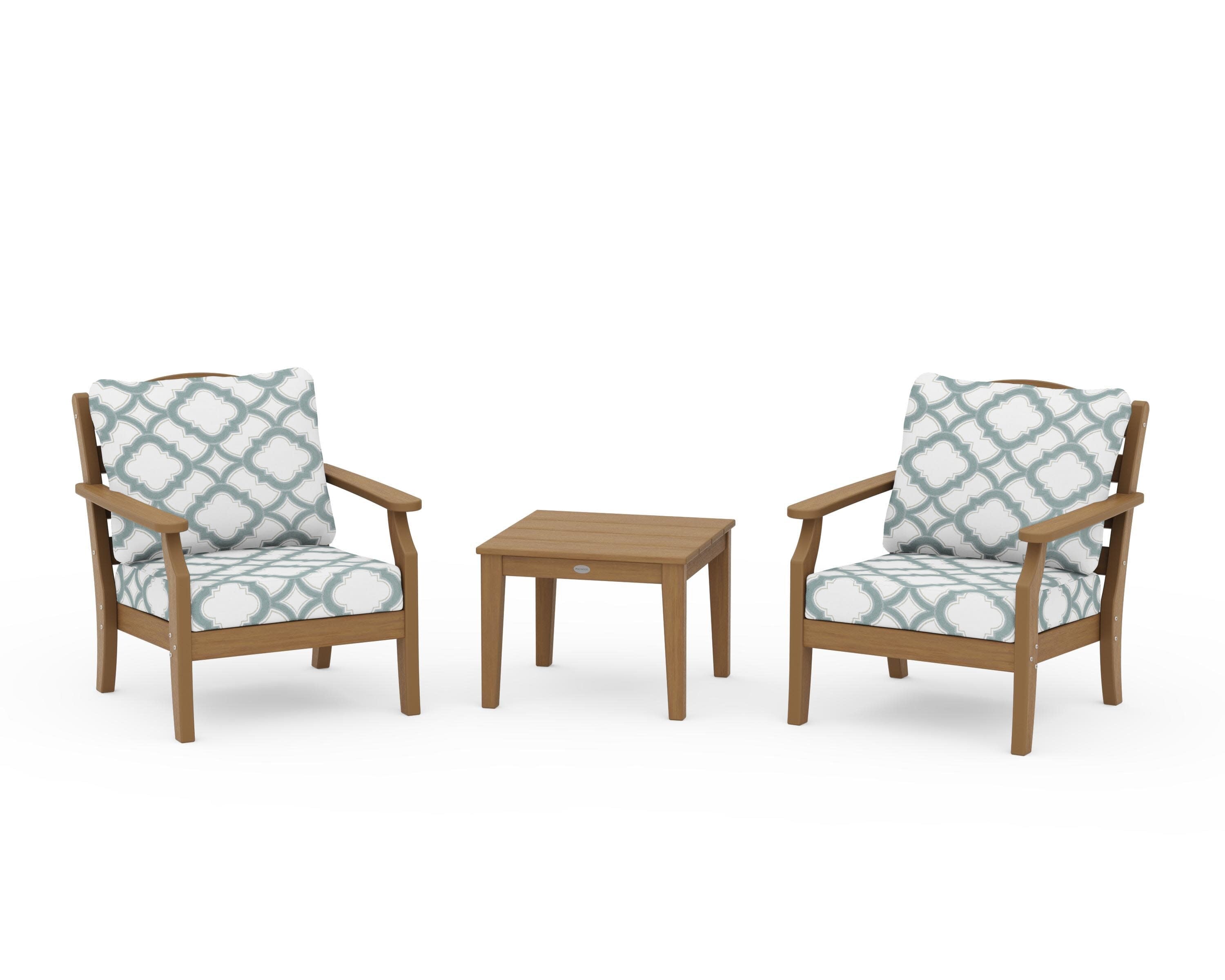 Savannah 3-Piece Deep Seating Set in Natural / Trellis Glacier Spa