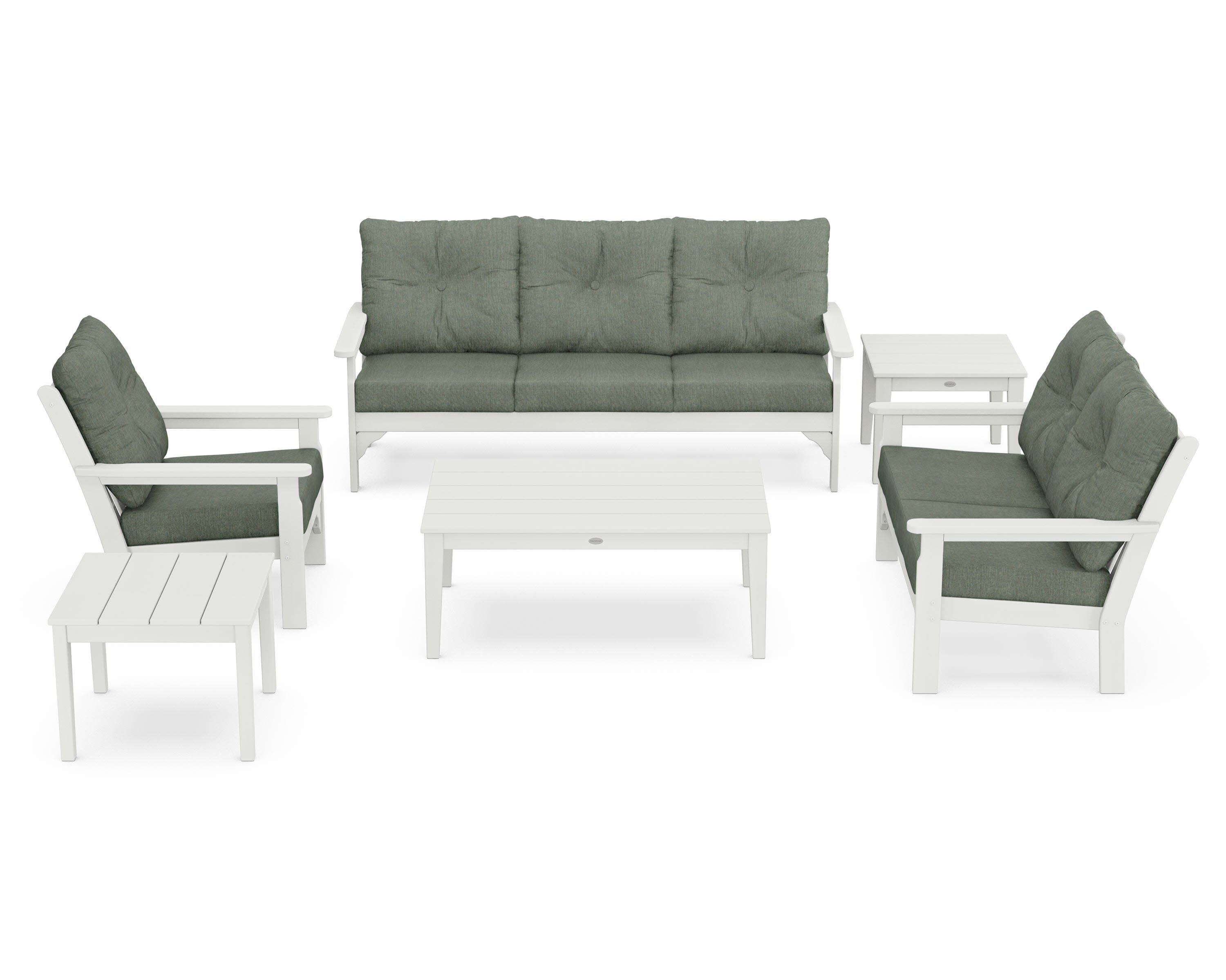 Vineyard 6-Piece Deep Seating Set in Vintage White / Cast Sage