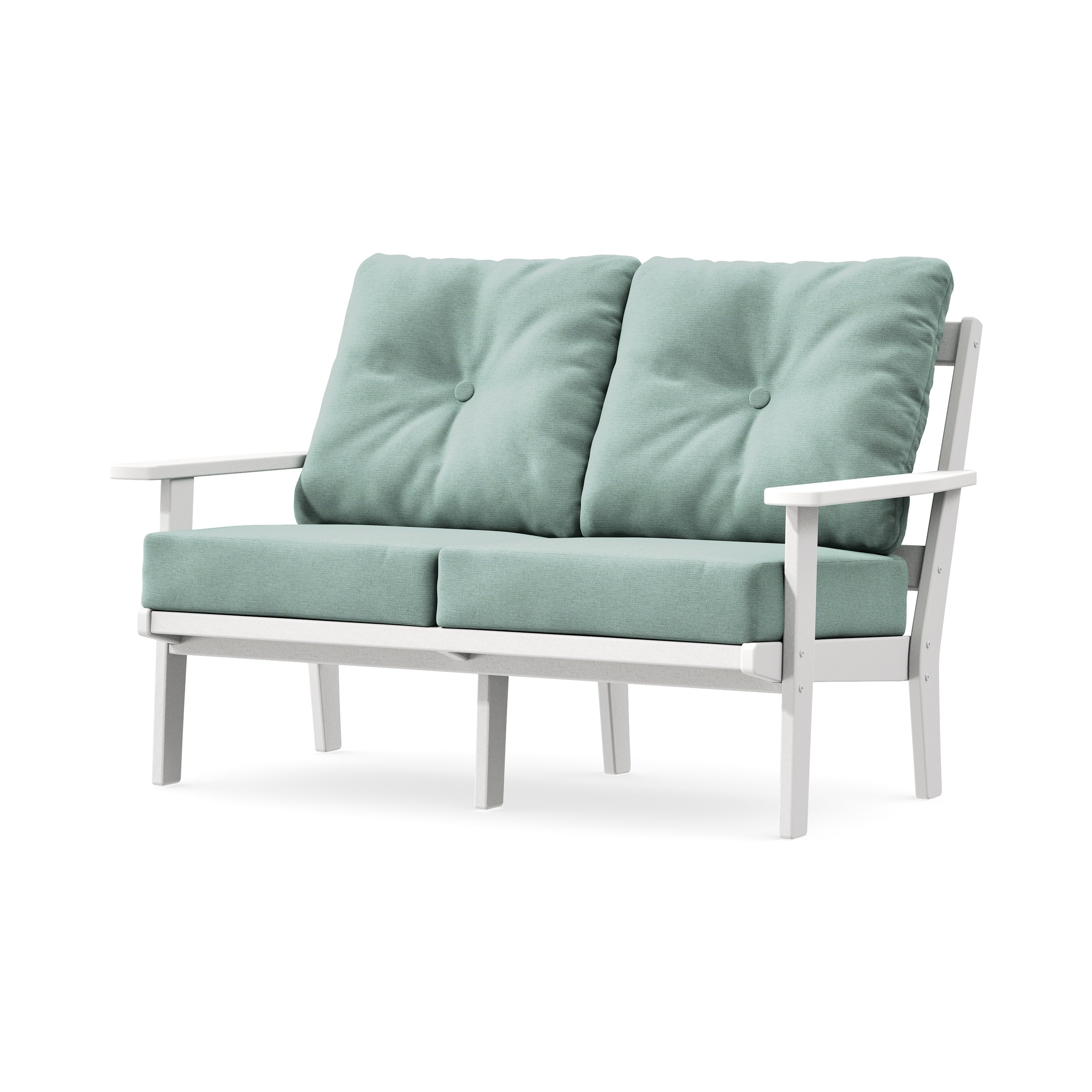 Oxford Deep SeatingLoveseat in White / Glacier Spa
