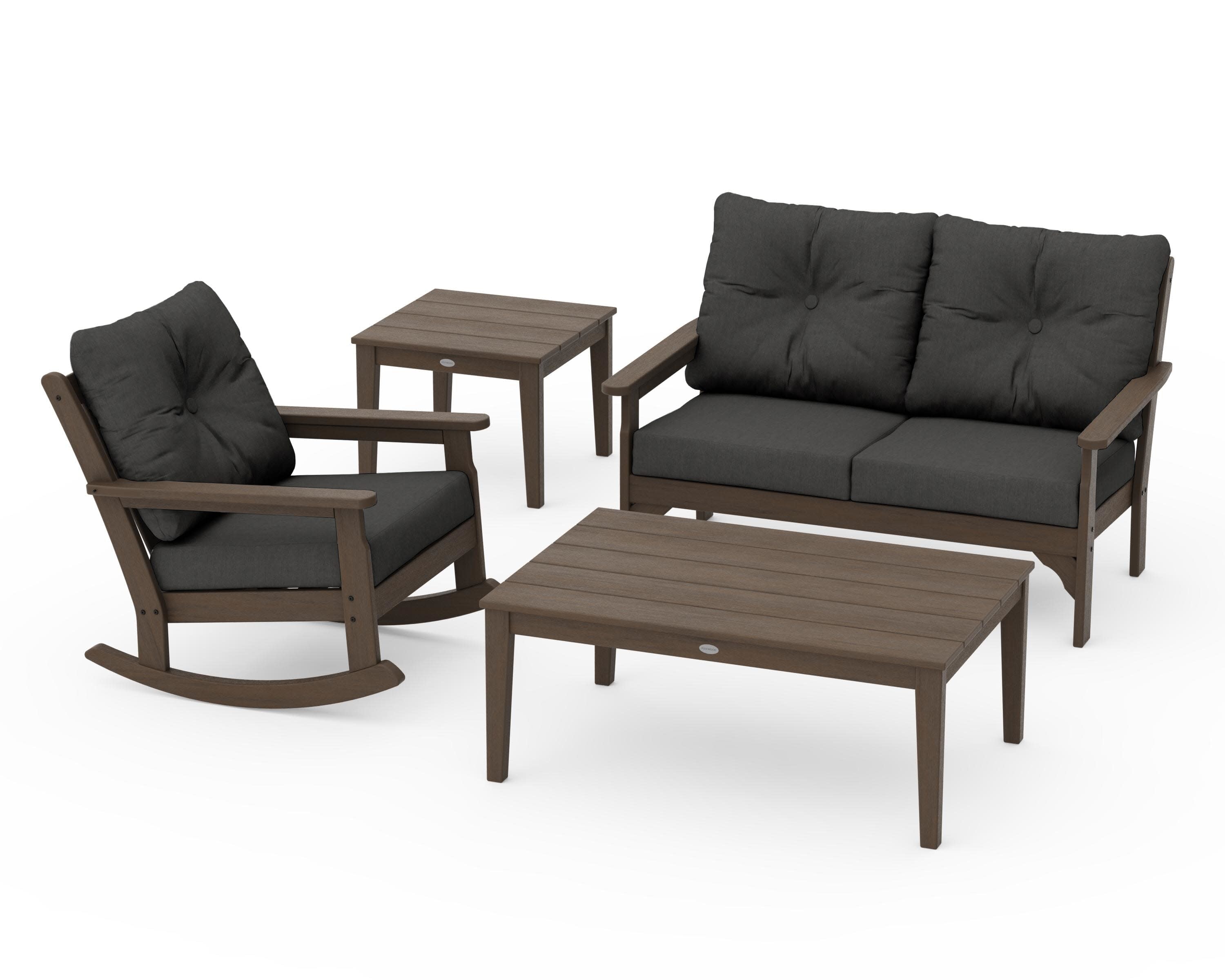 Vineyard 4-Piece Deep Seating Rocker Set in Kona / Spectrum Carbon
