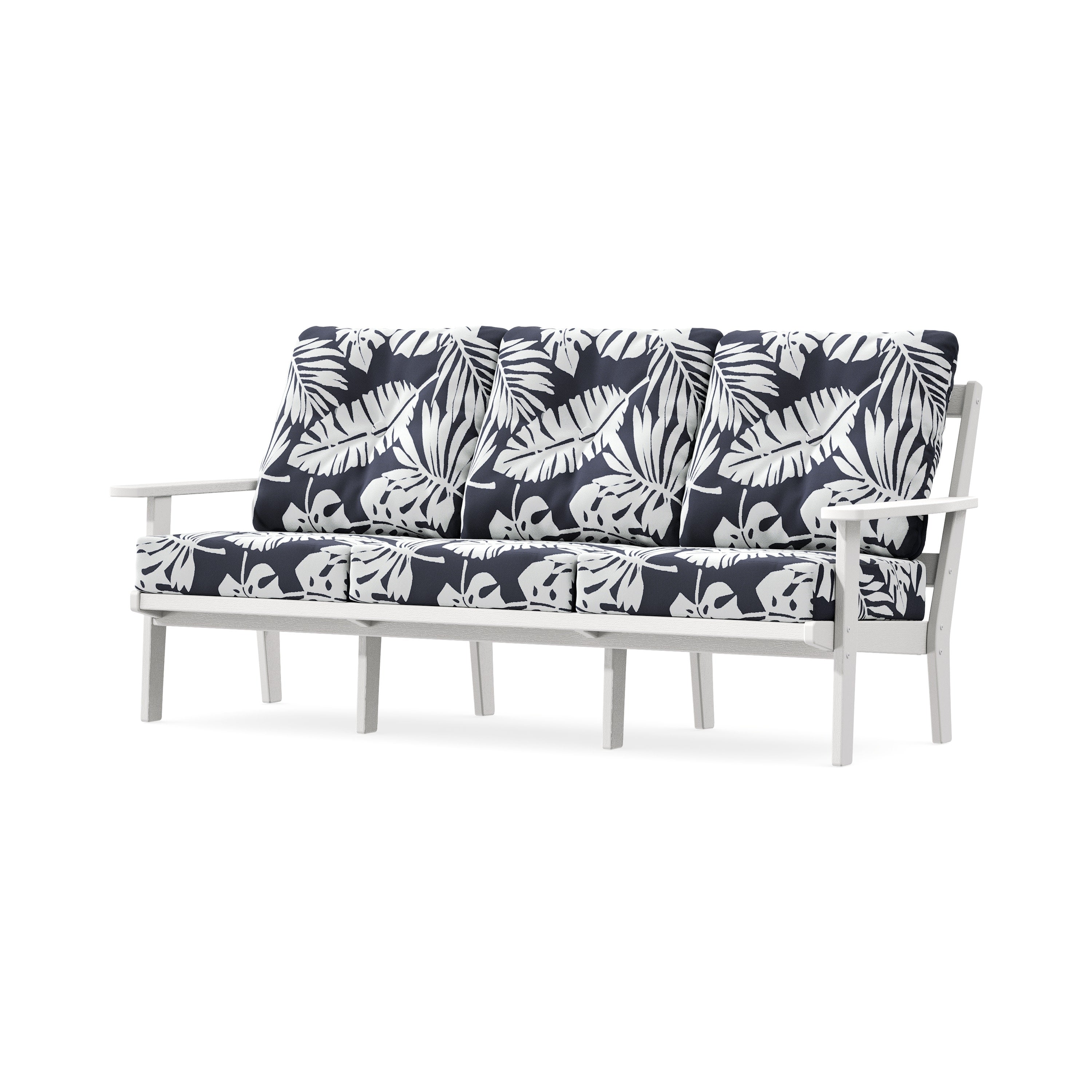 PrairieDeep Seating Sofa in Vintage White / Leaf Navy