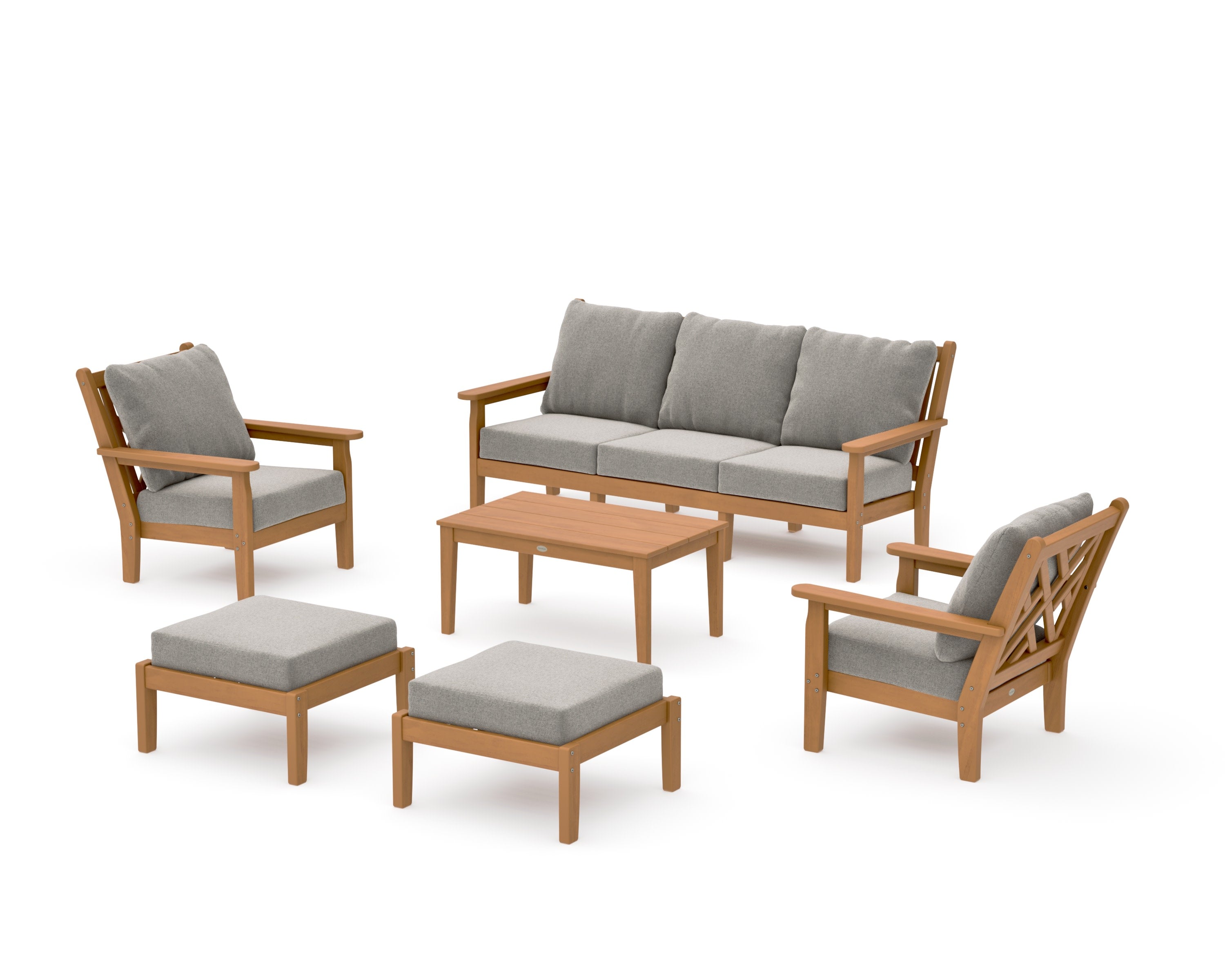 Chippendale 6-Piece Lounge Sofa Set in Natural / Weathered Tweed