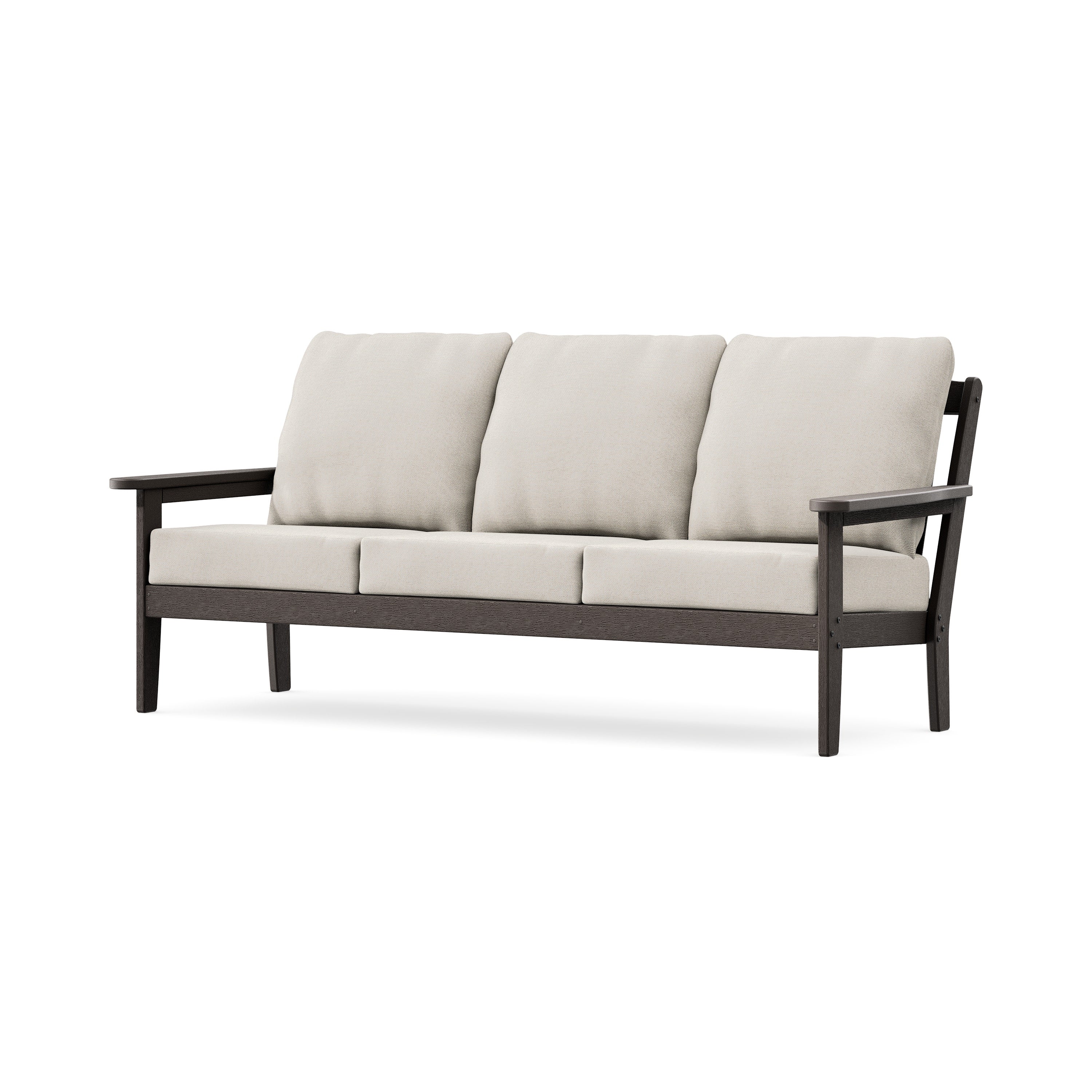 Cottage Deep Seating Sofa in Vintage Coffee / Dune Burlap