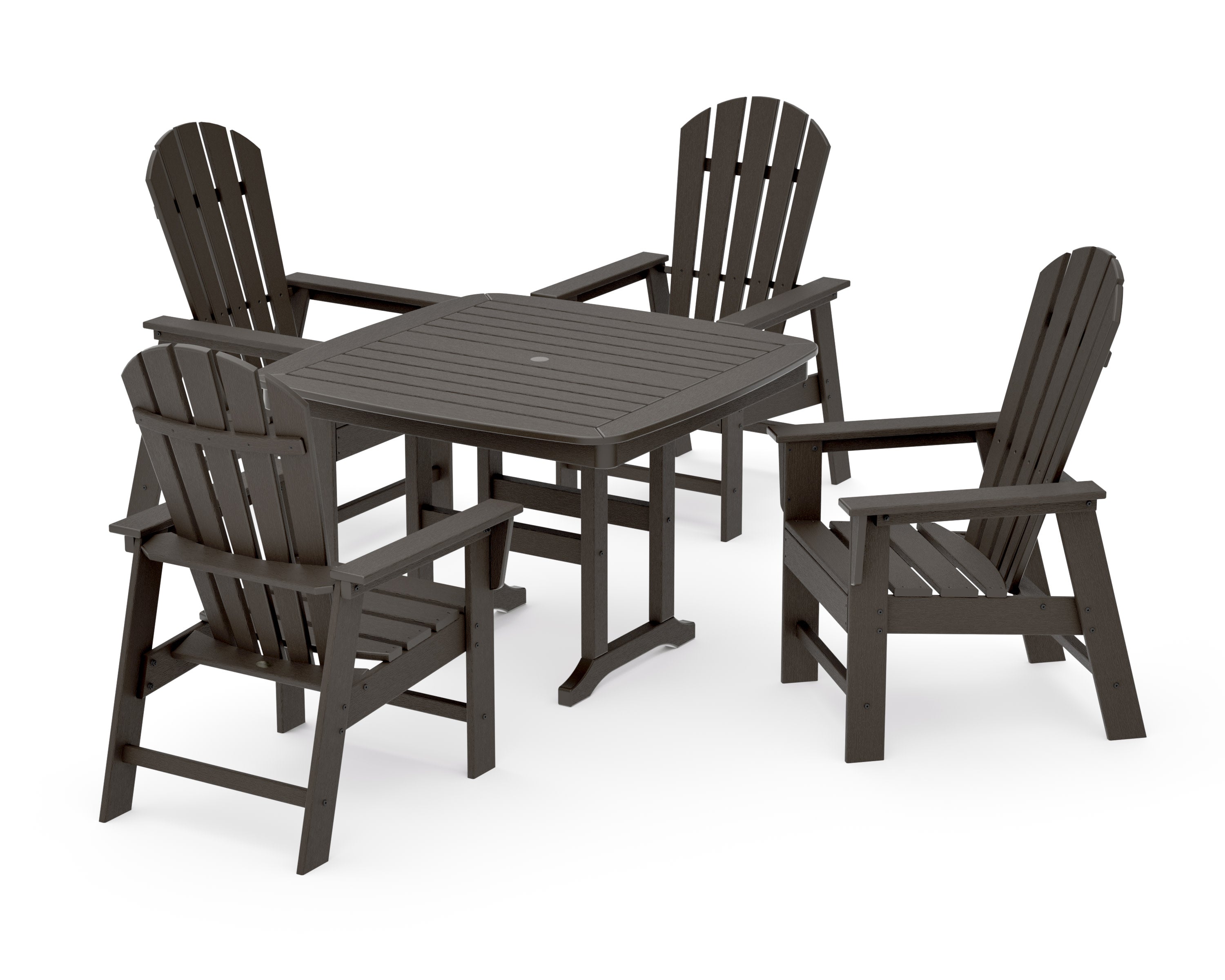 South Beach 5-Piece Dining Set with Trestle Legs in Vintage Coffee