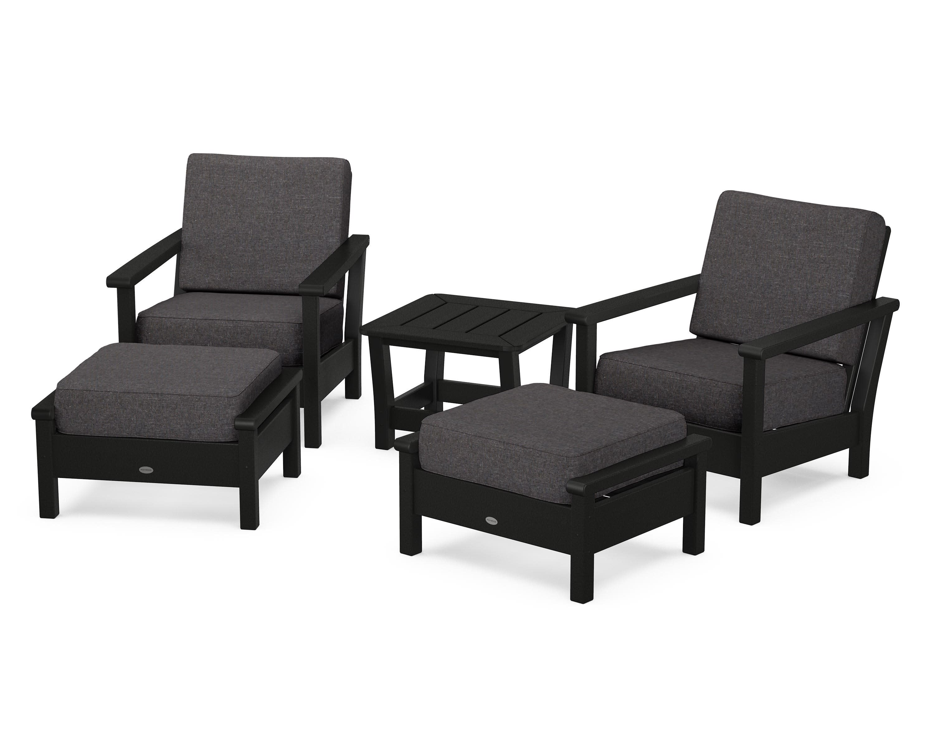 Harbour 5-Piece Deep Seating Chair Set in Black / Ash Charcoal