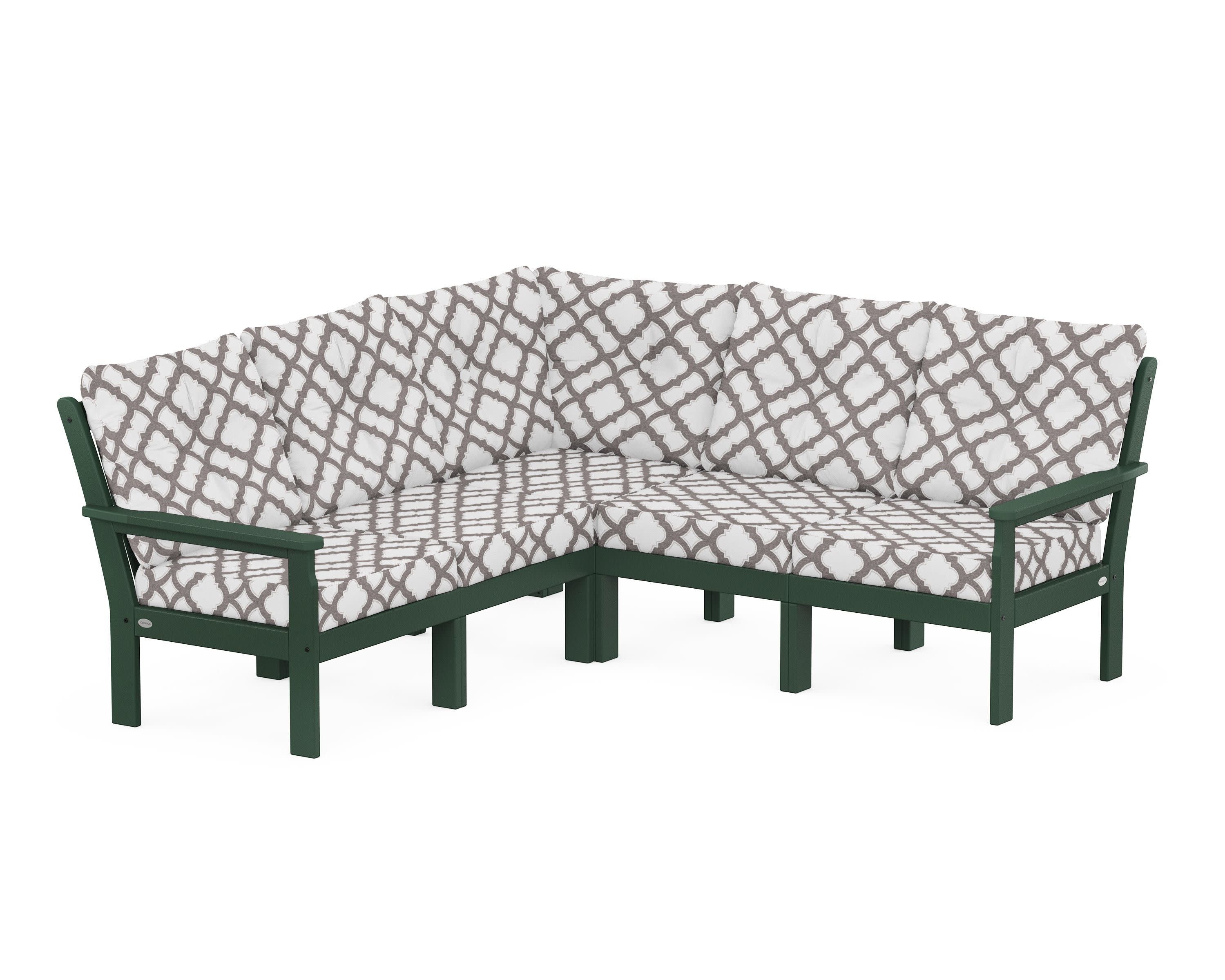 Vineyard 5-Piece Sectional in Green / Trellis Grey Mist