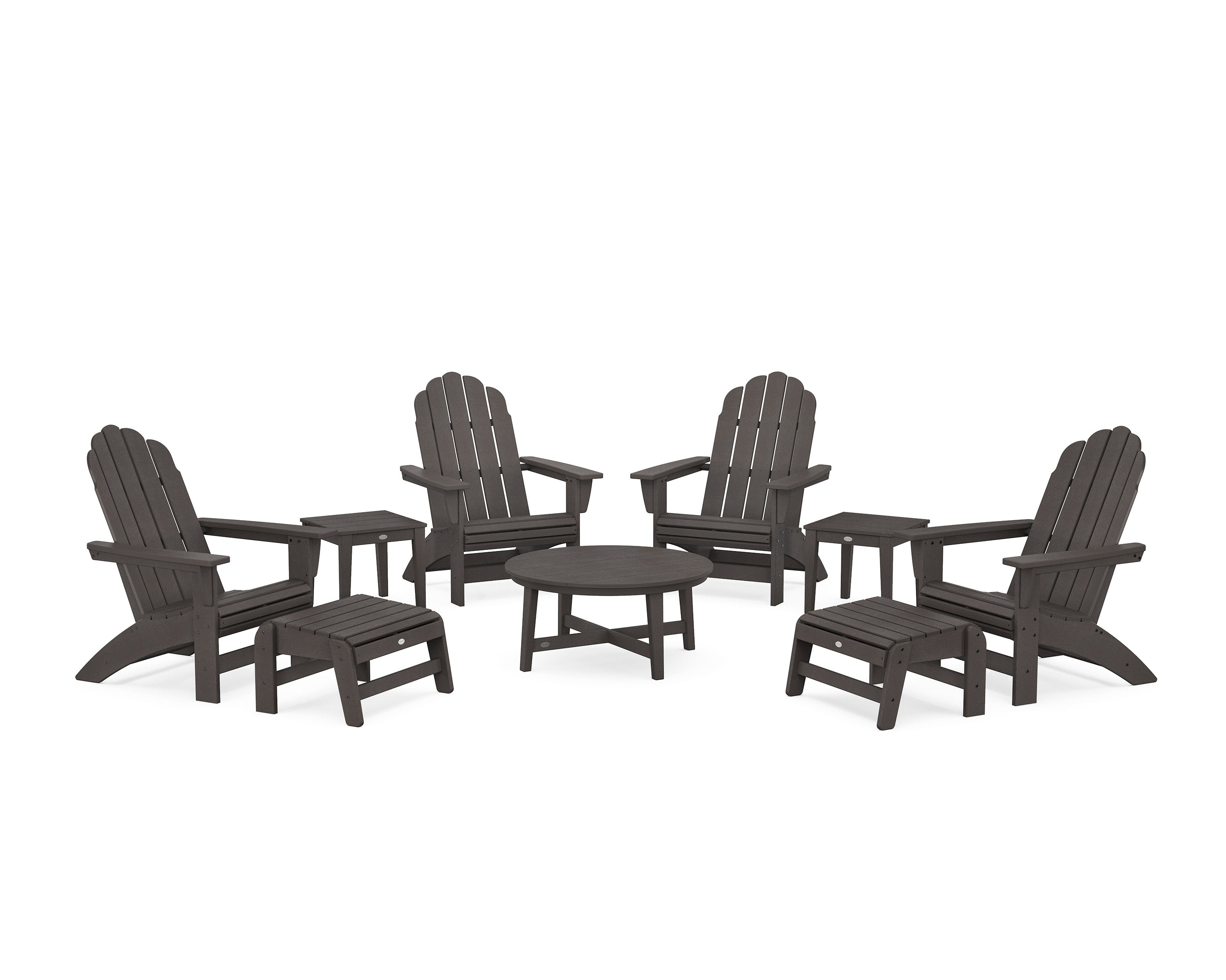 Vineyard Grand Adirondack 9-Piece Conversation Set in Vintage Coffee