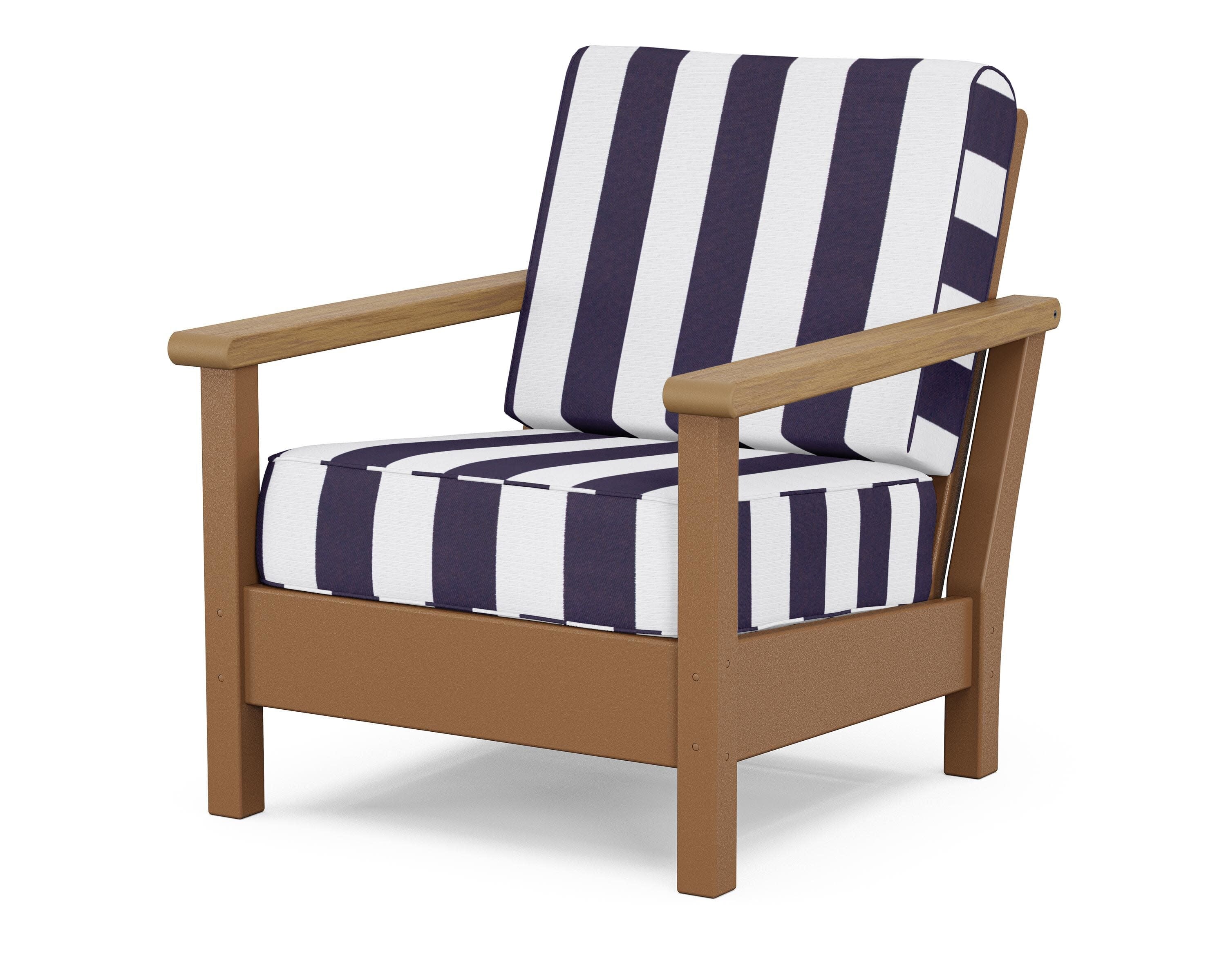 Harbour Deep Seating Chair in Teak / Natural / Cabana Stripe Navy