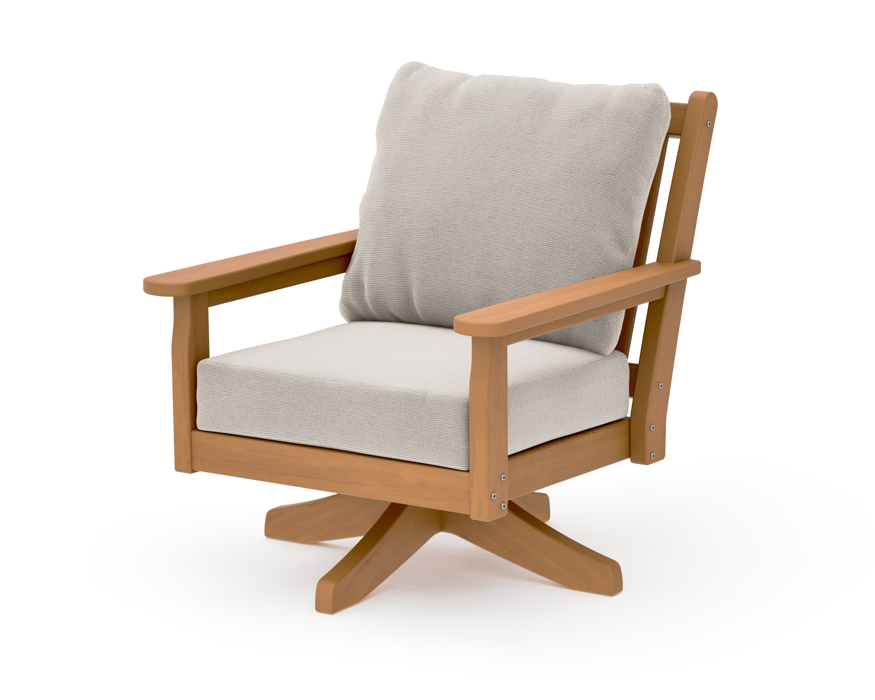 Chippendale Deep Seating Swivel Chair in Natural / Dune Burlap