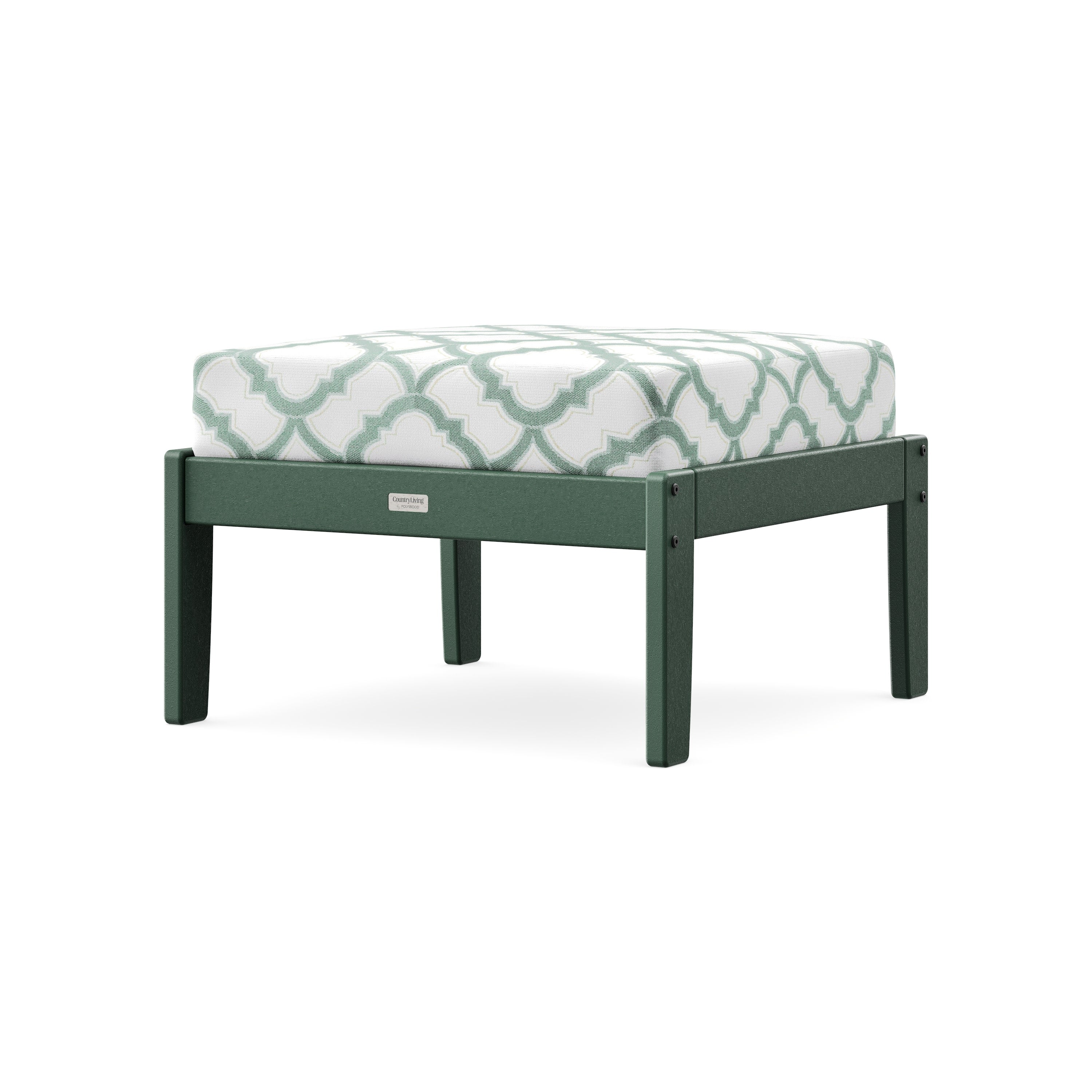 Cottage Deep Seating Ottoman in Green / Trellis Glacier Spa
