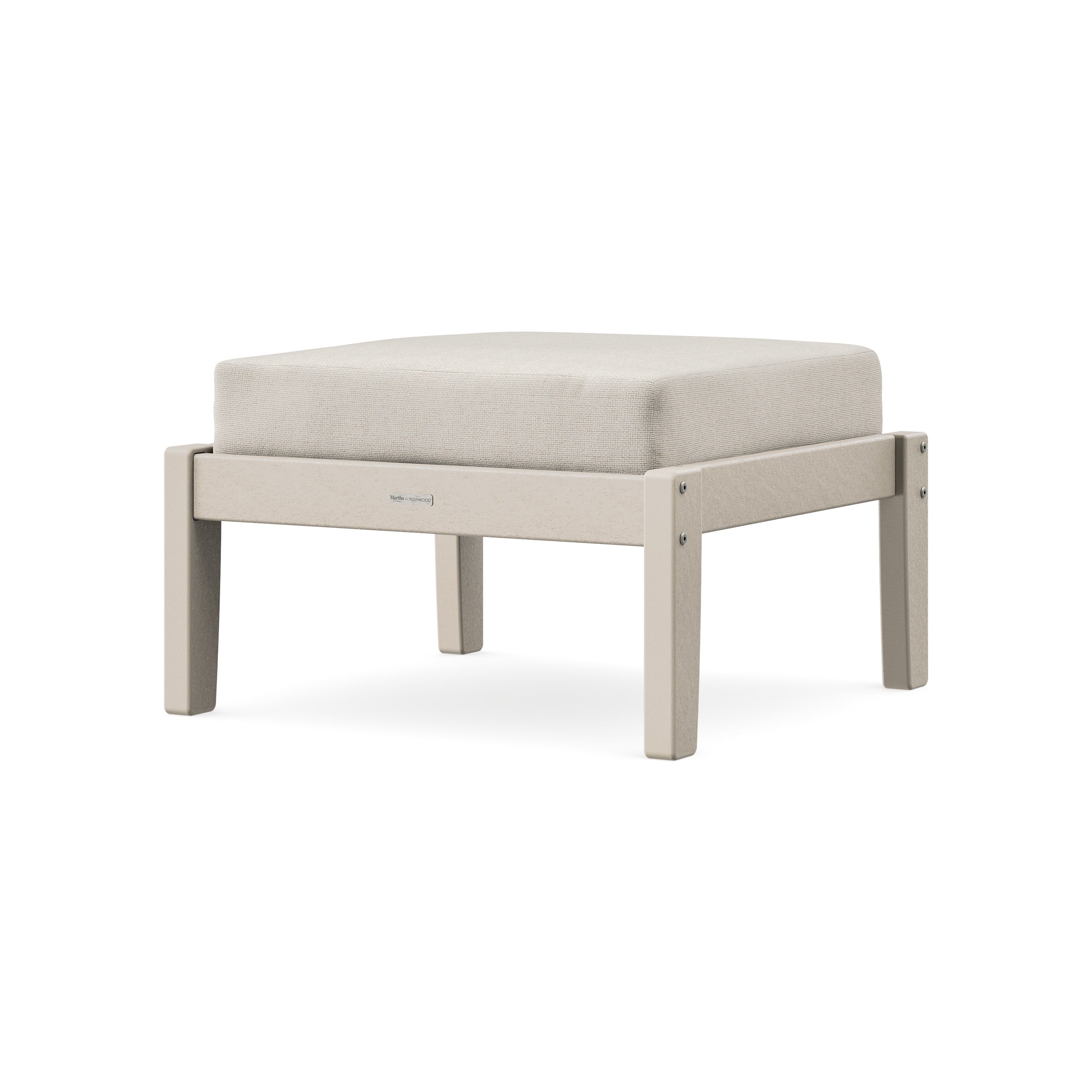 Chinoiserie Deep Seating Ottoman in Sand / Dune Burlap