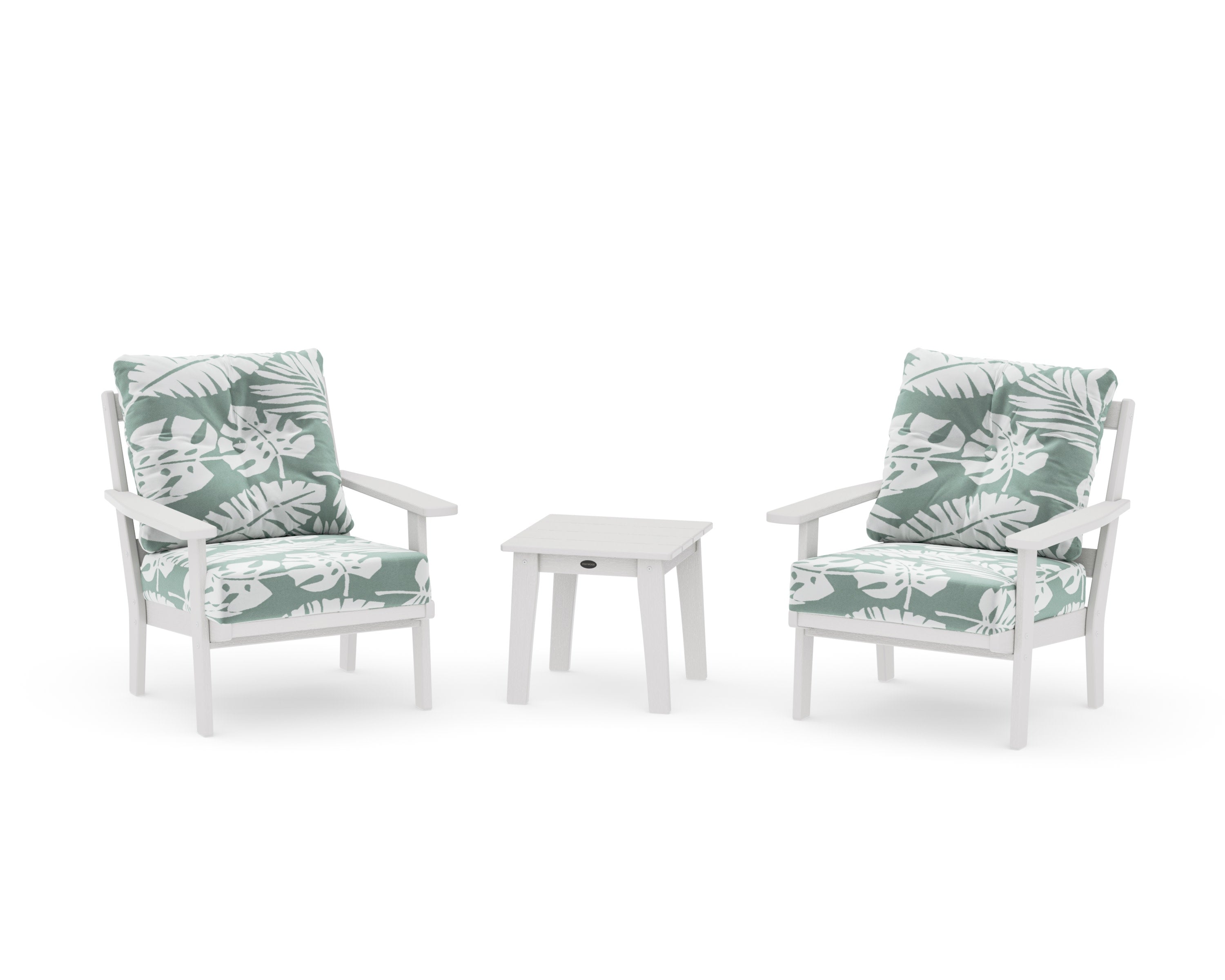 Oxford 3-Piece Deep Seating Set in Vintage White / Leaf Glacier Spa