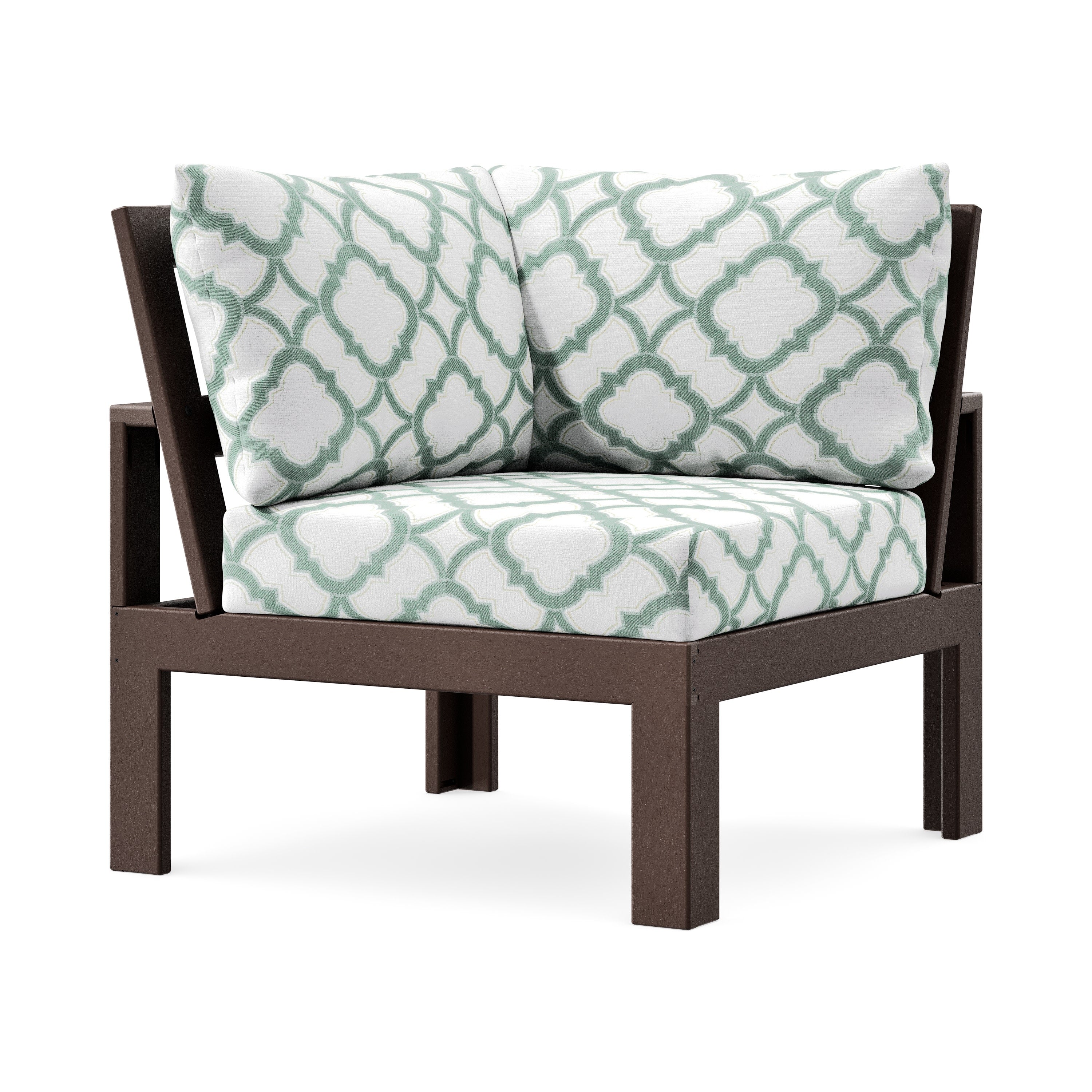 Modular Corner Chair in Mahogany / Trellis Glacier Spa
