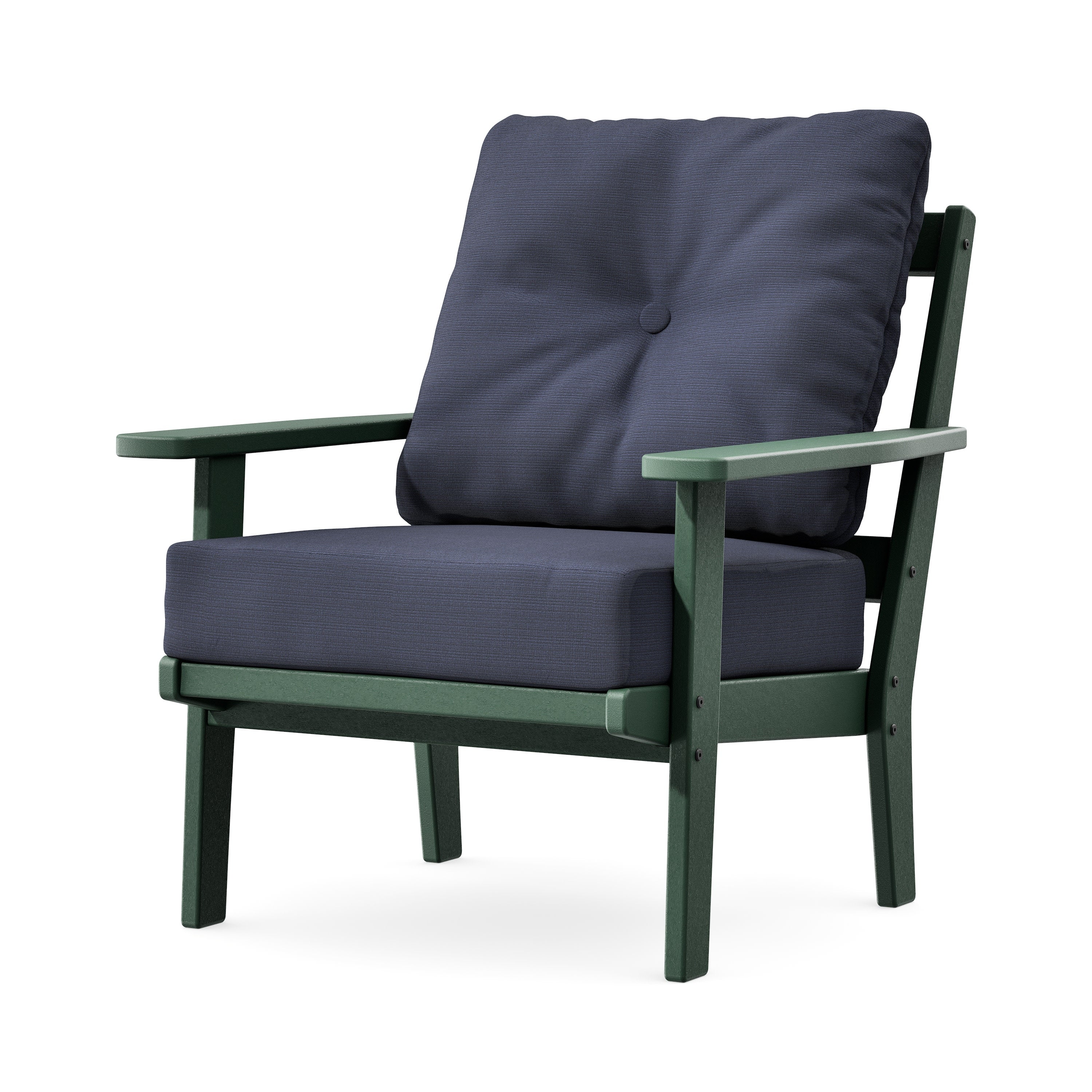 Prairie Deep Seating Chair in Green / Navy Linen