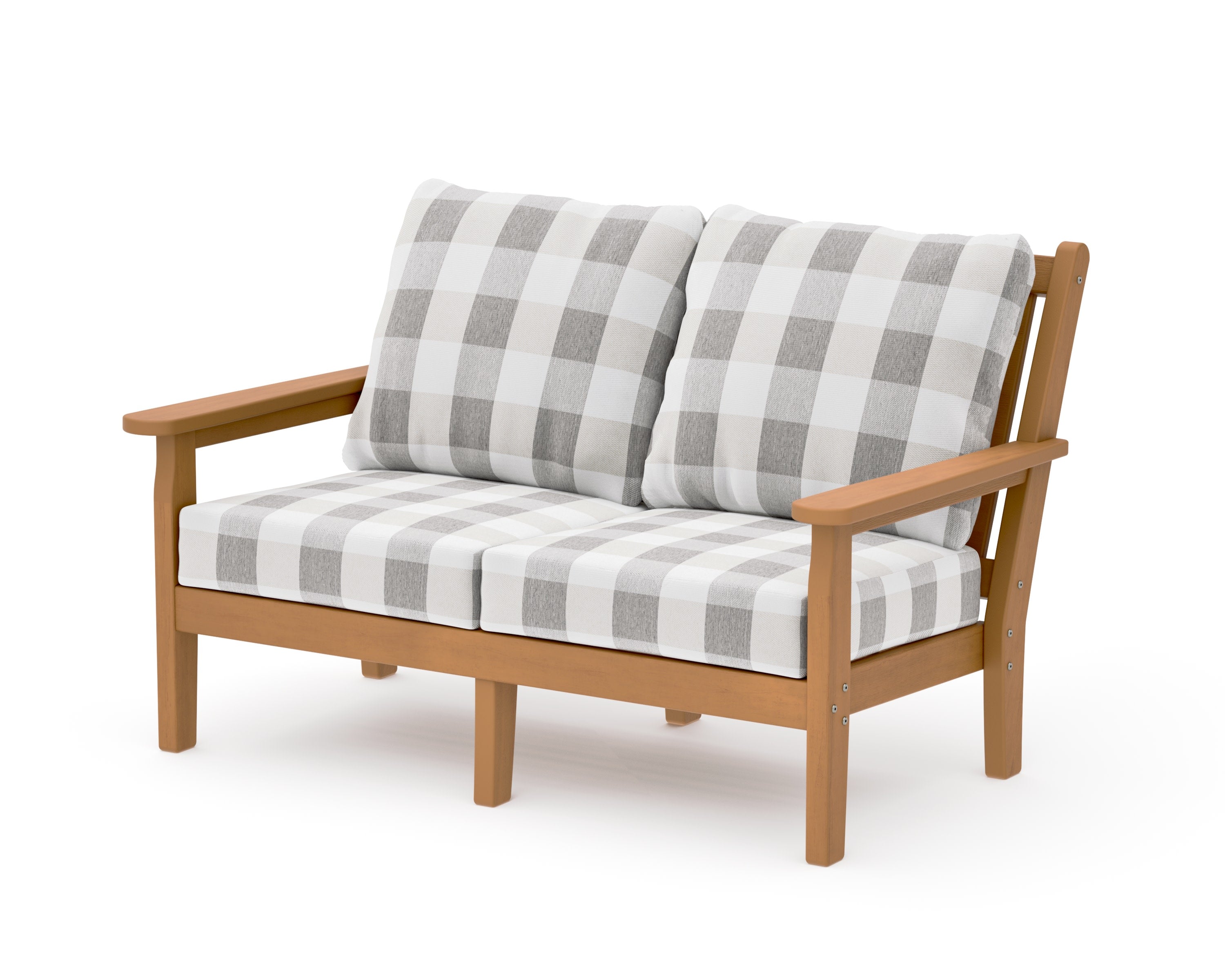Chippendale Deep Seating Loveseat in Natural / Buffalo Plaid Grey Mist