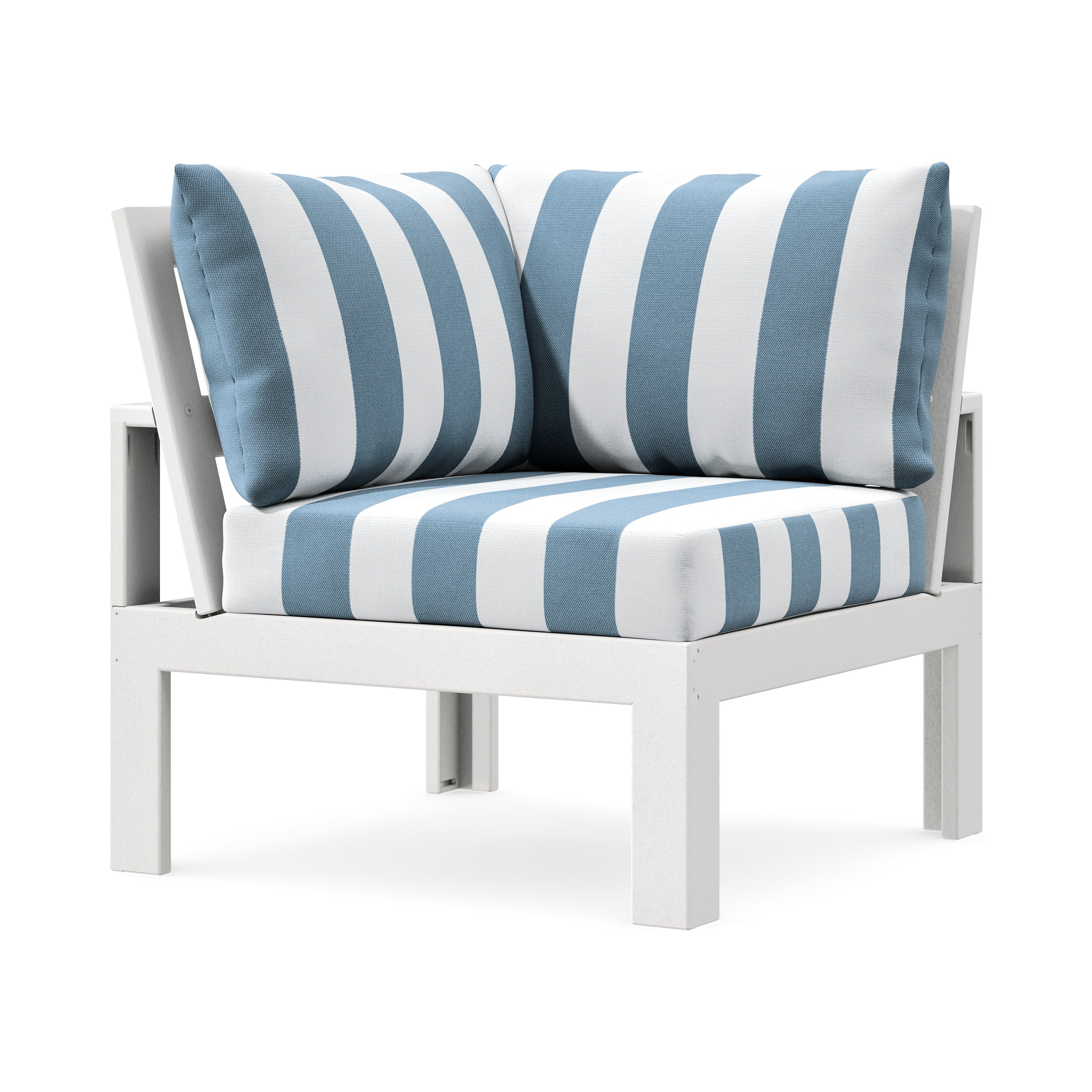 Modular Corner Chair in White / Cabana Stripe Sky Blue