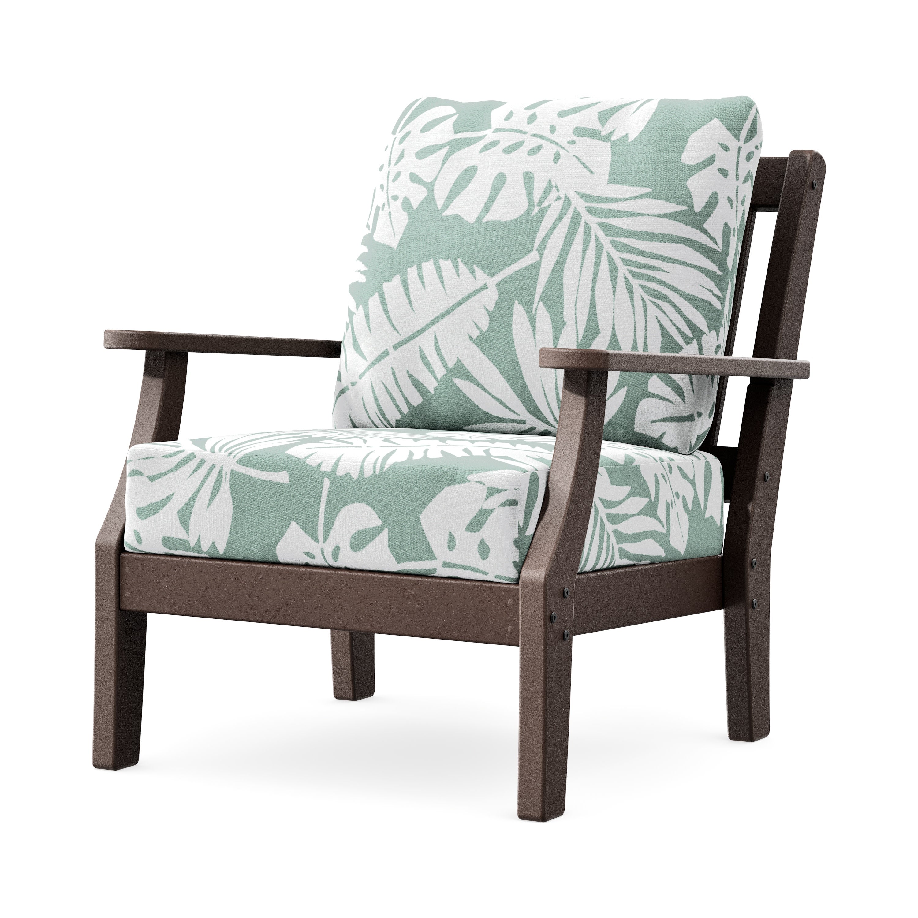 Chinoiserie Deep Seating Chair in Mahogany / Leaf Glacier Spa
