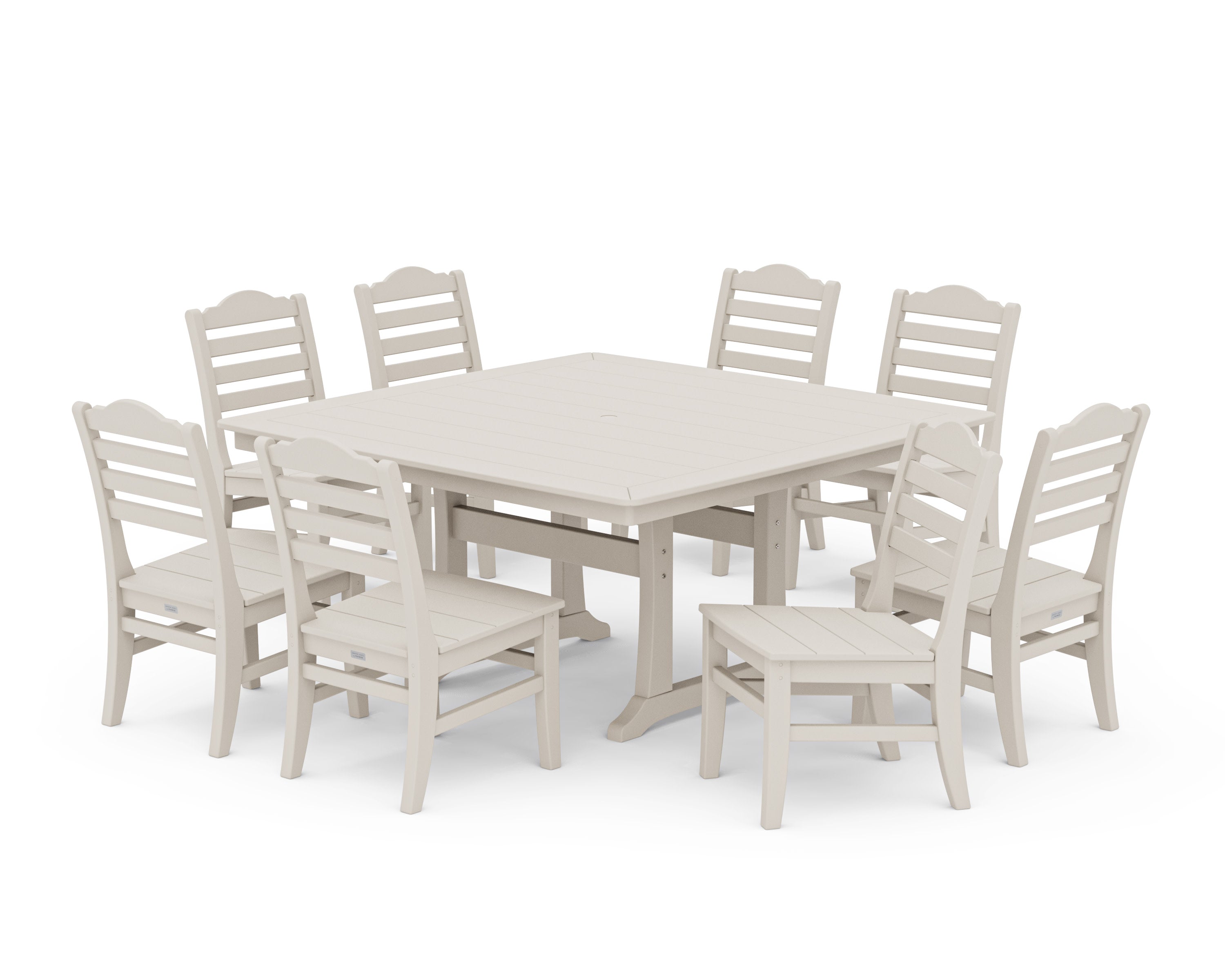 Savannah Side Chair 9-Piece Square Dining Set with Trestle Legs in Sand