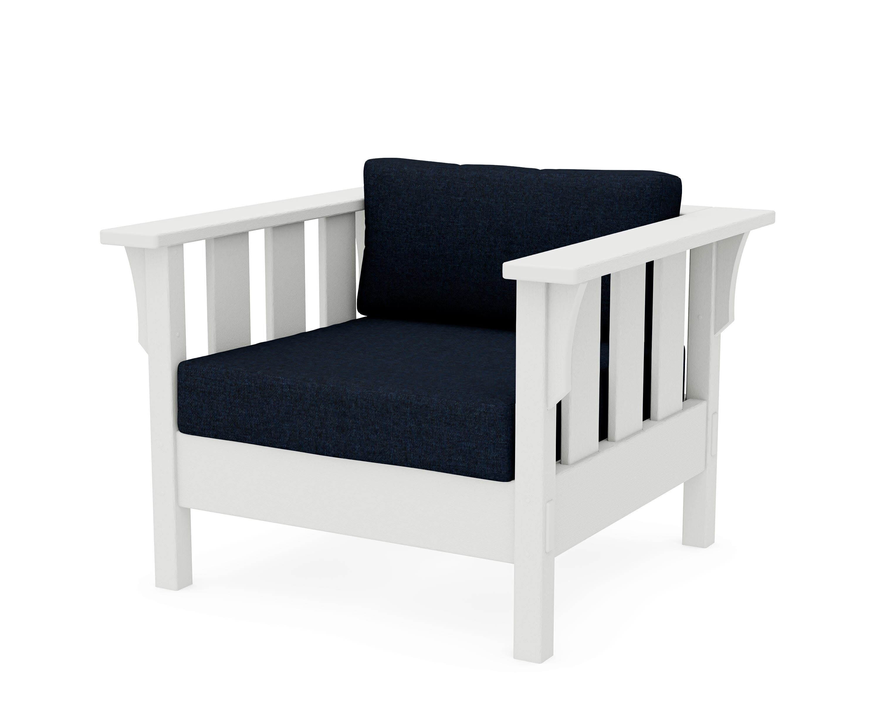 Acadia Deep Seating Chair in Vintage White / Marine Indigo