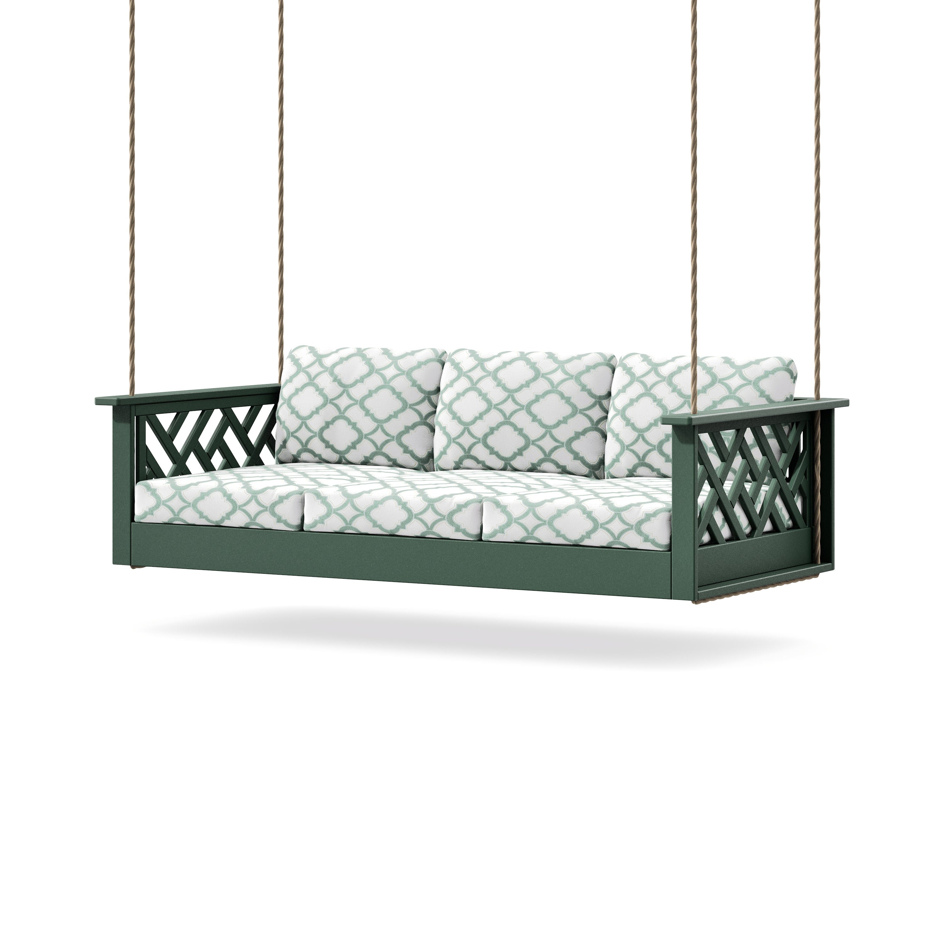 Chippendale Daybed Swing in Green / Trellis Glacier Spa