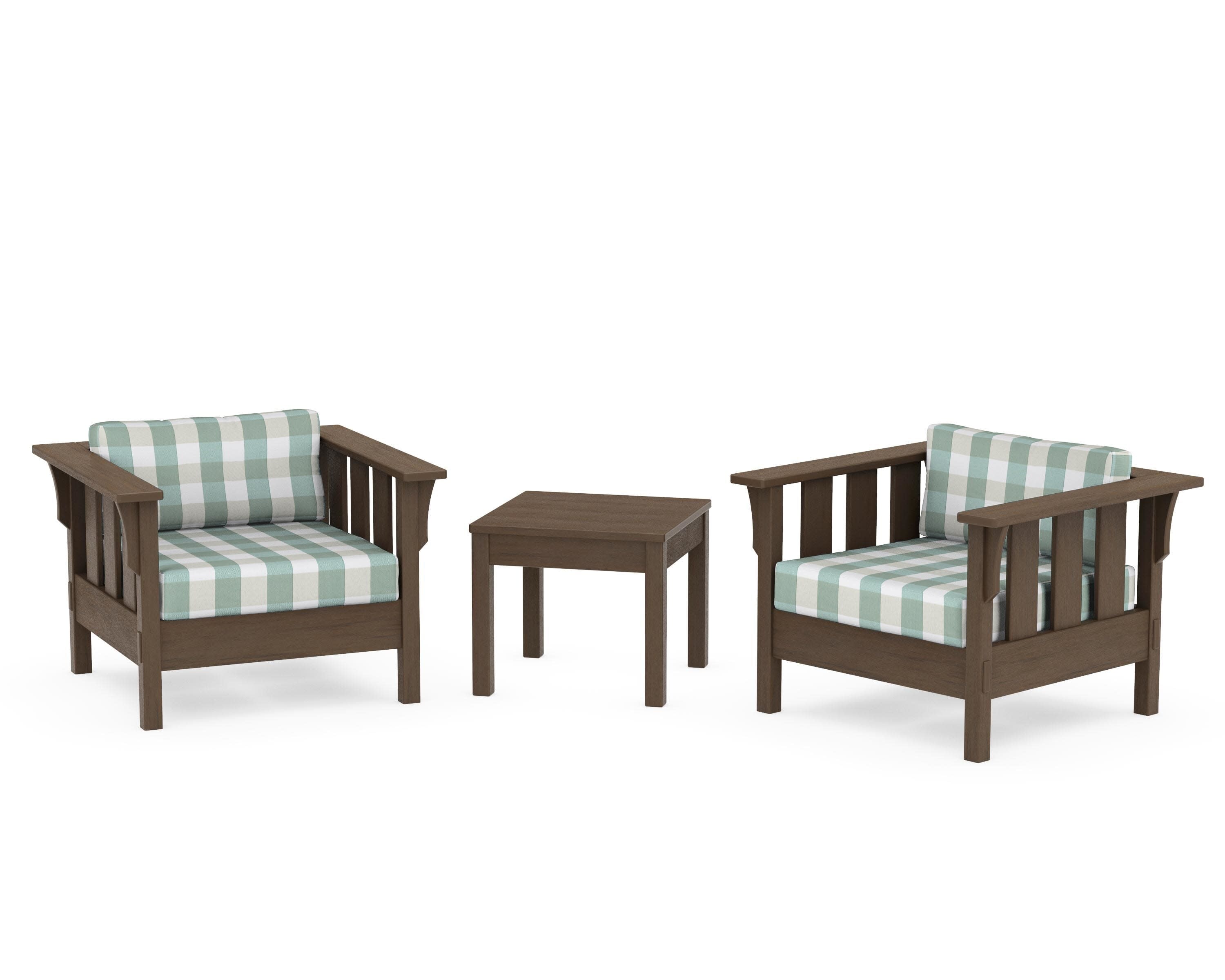 Acadia 3-Piece Deep Seating Set in Kona / Buffalo Plaid Glacier Spa