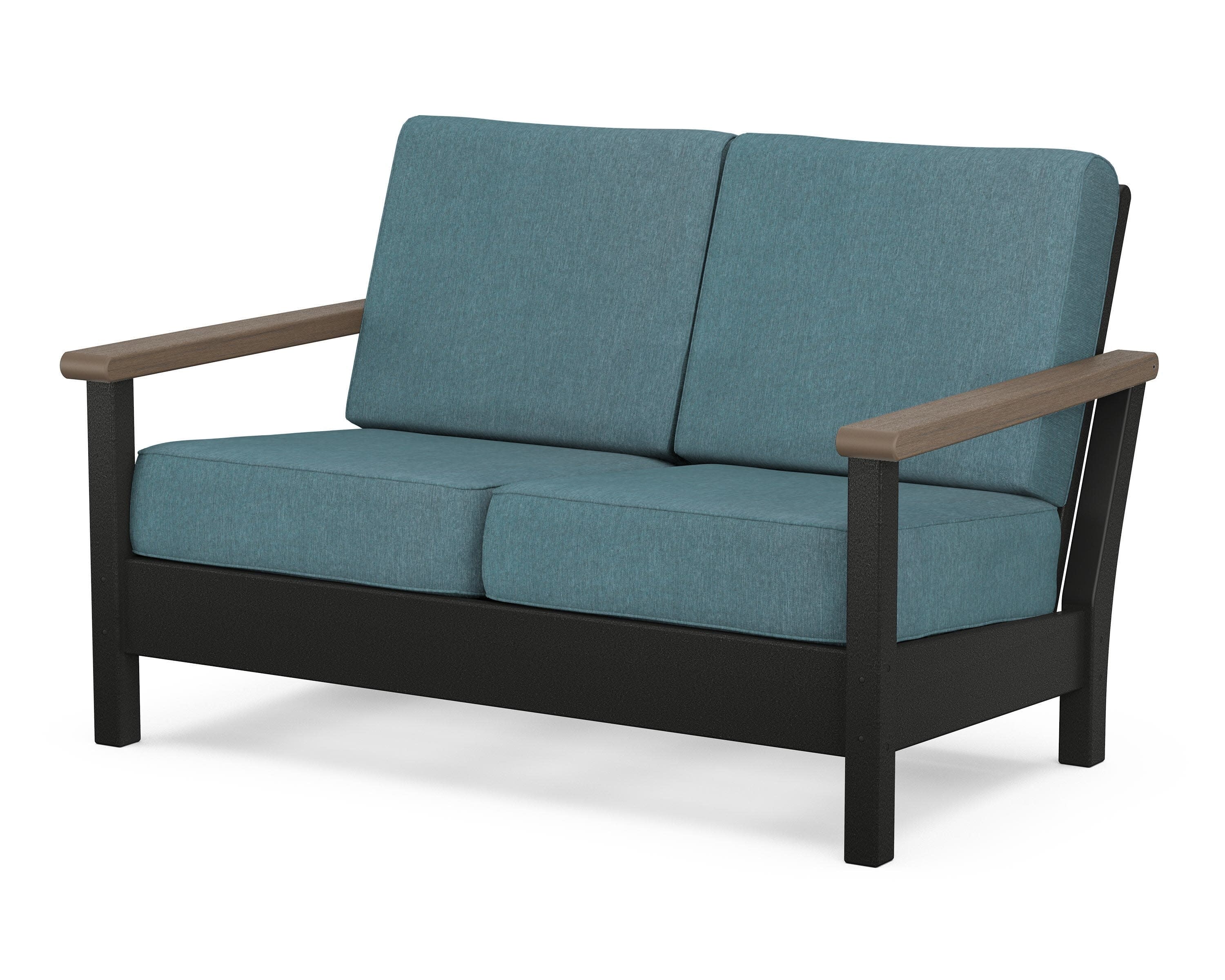 Harbour Deep Seating Loveseat in Black / Kona / Ocean Teal