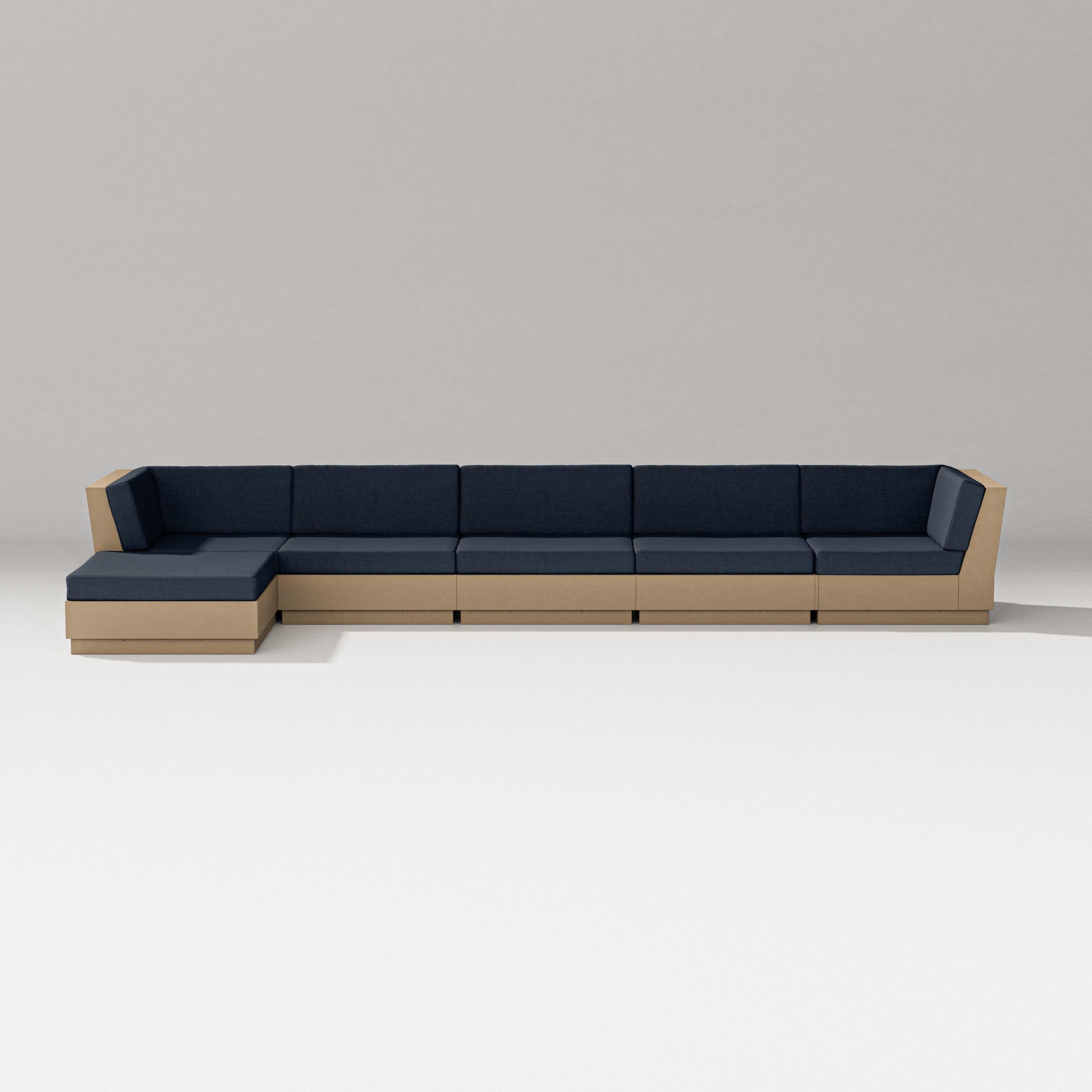 Elevate 6-Piece Chaise Sectional in Vintage Sahara / Marine Indigo