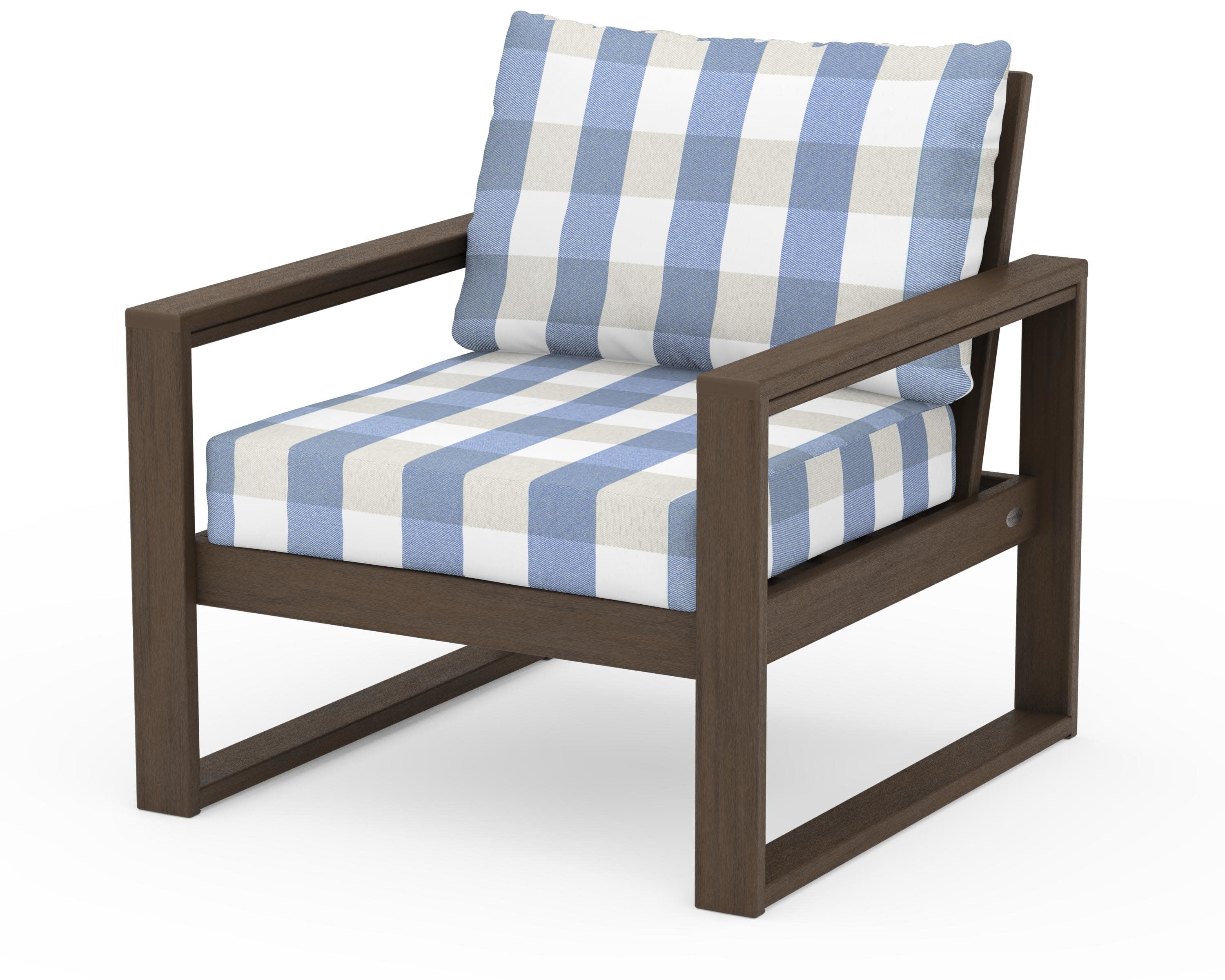 EDGE Club Chair in Kona / Buffalo Plaid Sky Blue