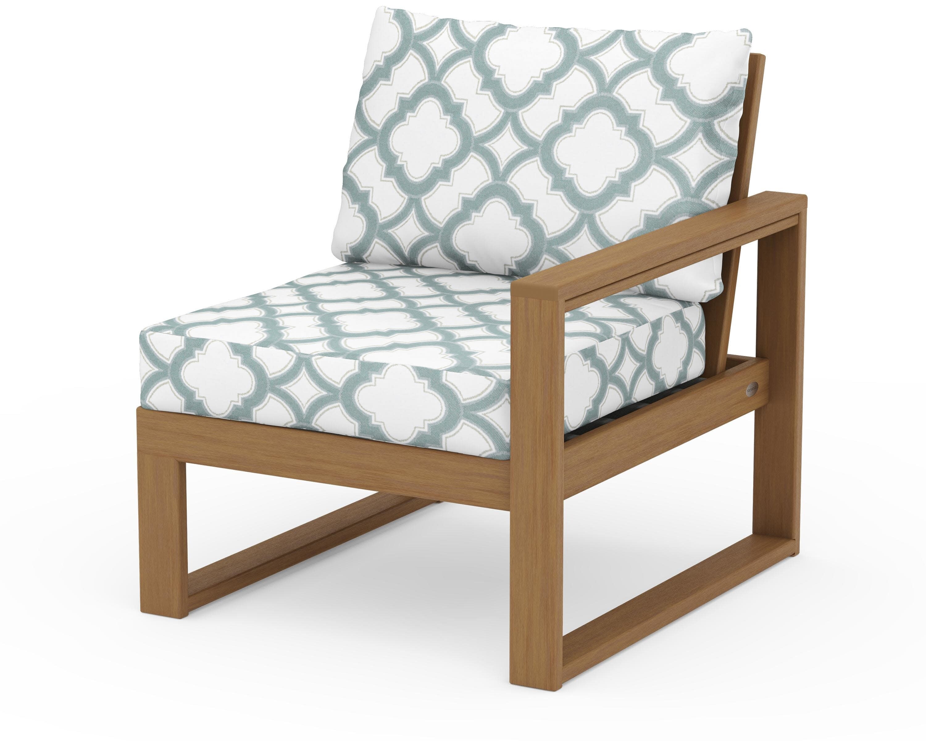 EDGE Modular Right Arm Chair in Natural / Trellis Glacier Spa