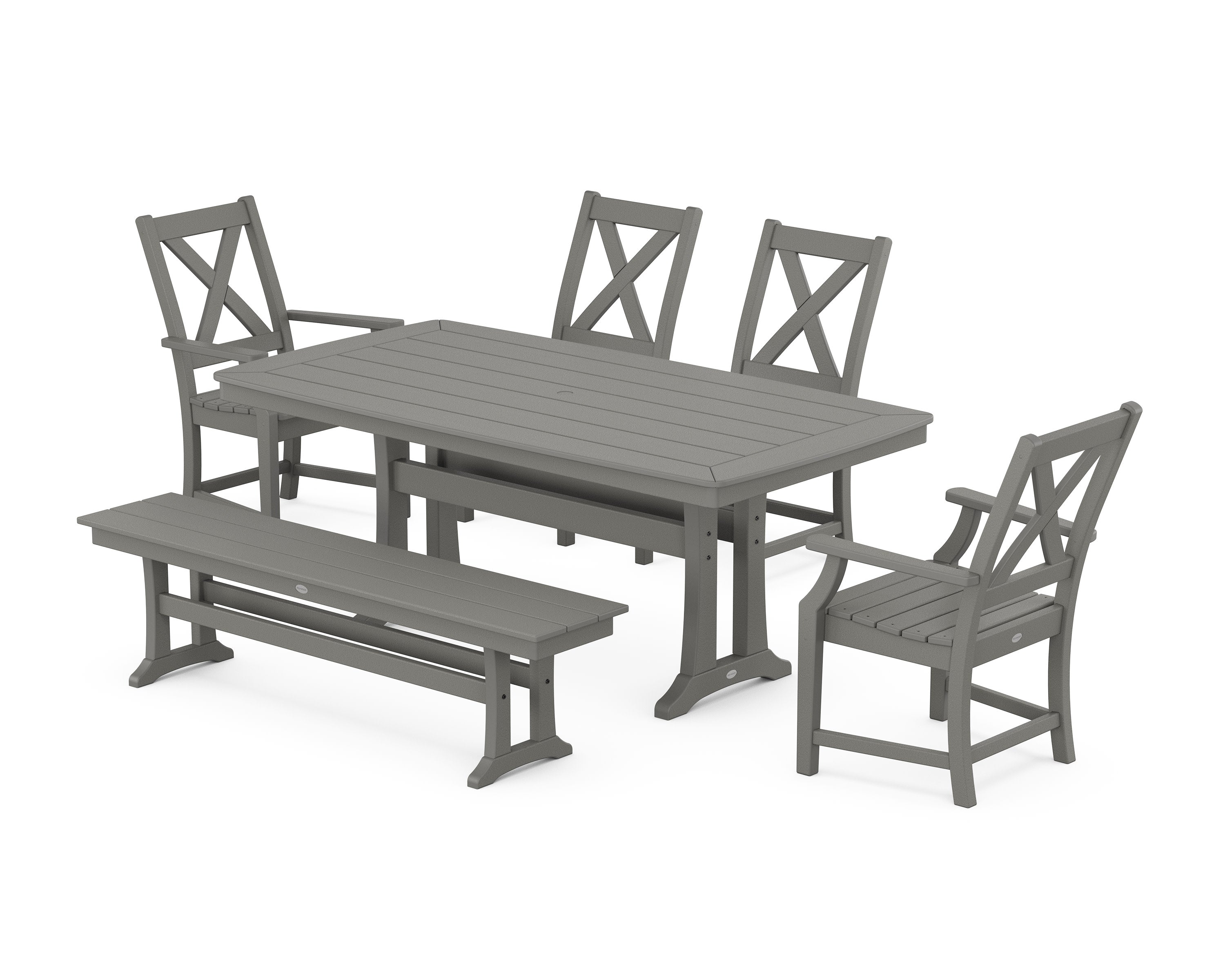 Braxton 6-Piece Dining Set with Trestle Legs in Slate Grey
